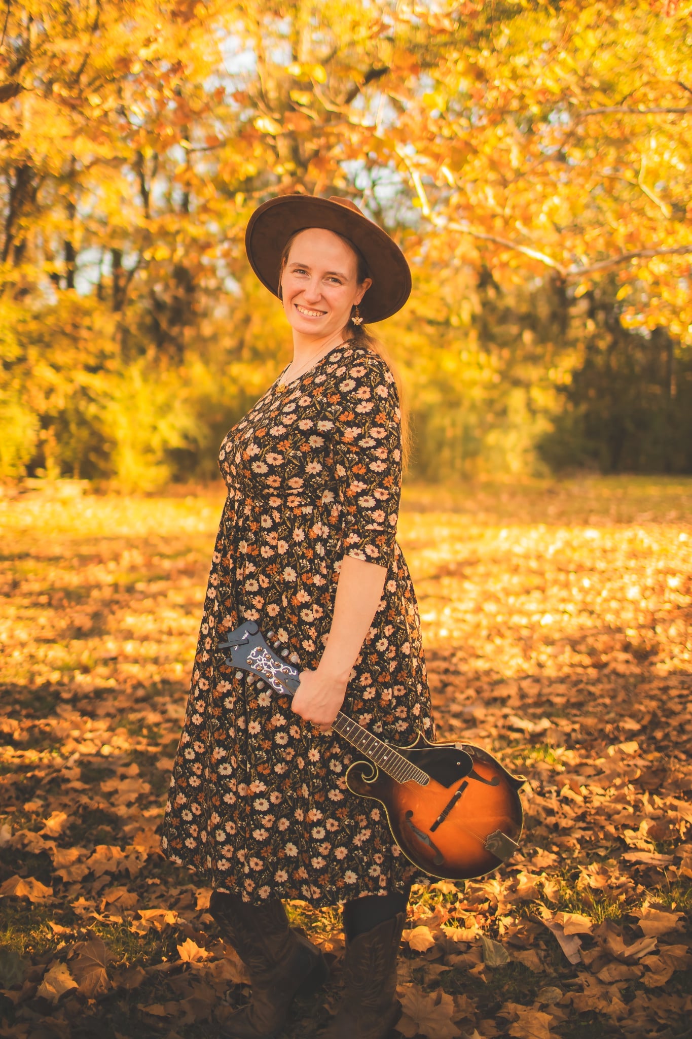 Autumn Blooms Cotton Homestead Midi Dress