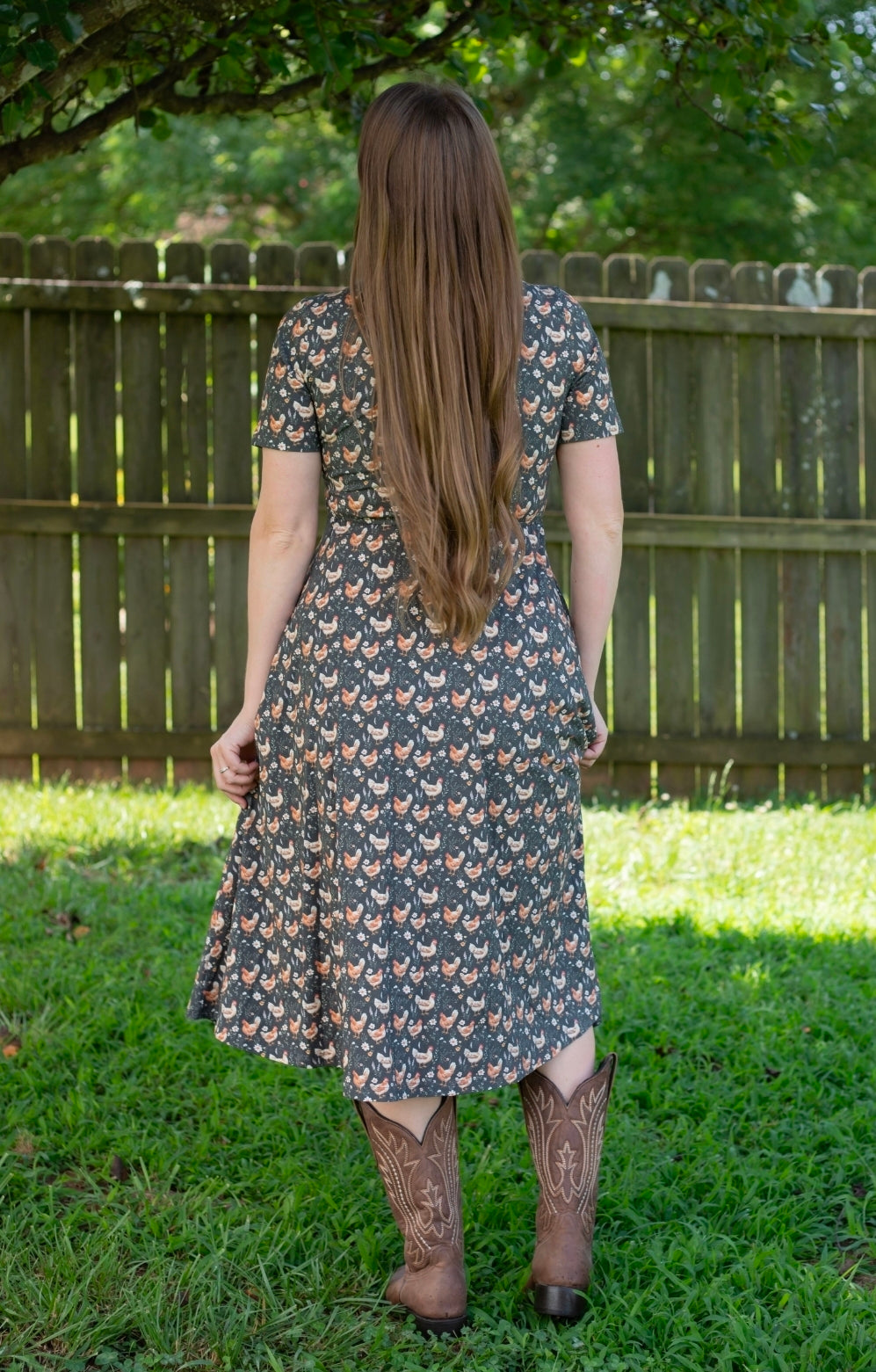 Pre-Order "Farmyard Bevy"  Cotton Twirl Midi Dress