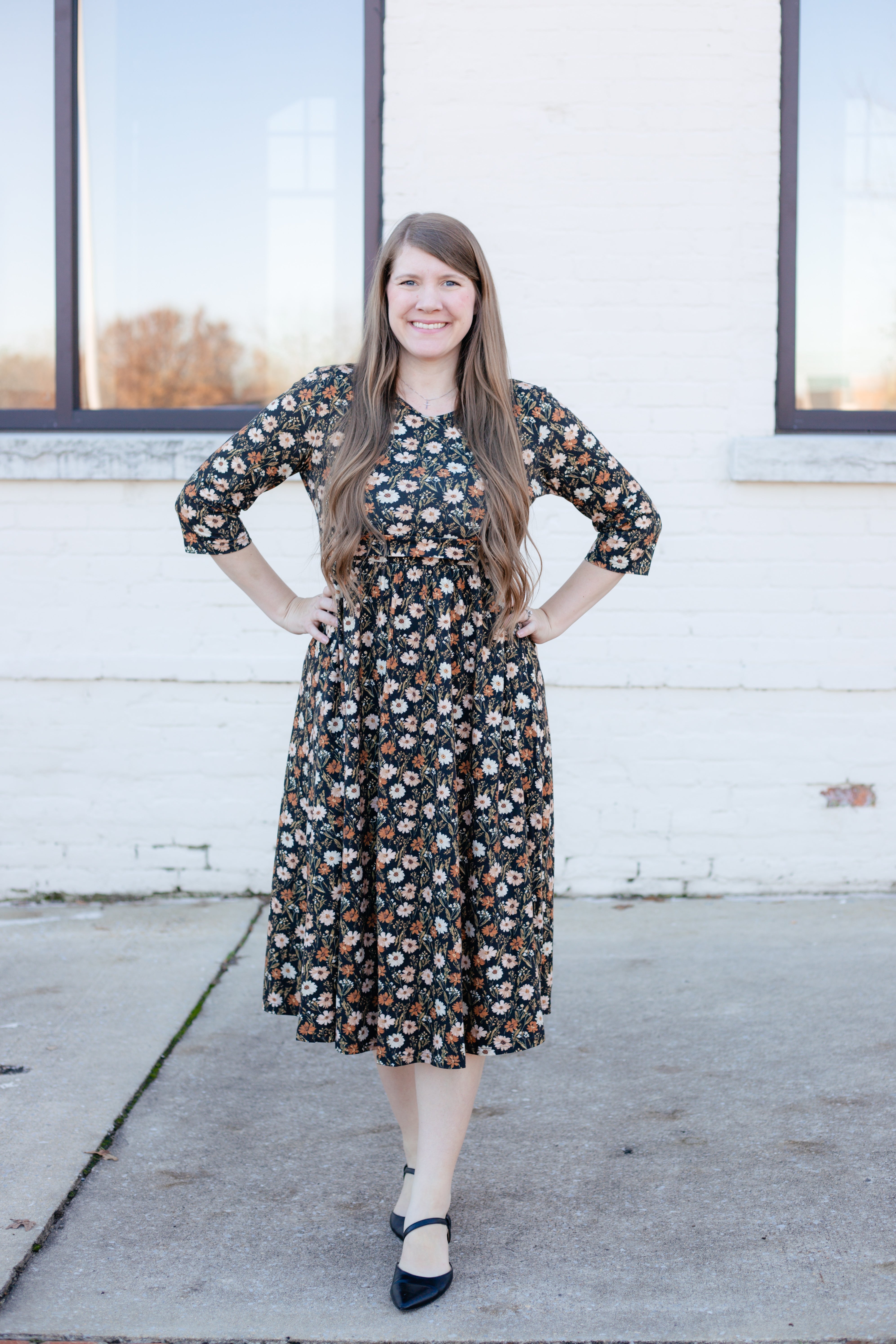 Autumn Blooms Cotton Homestead Midi Dress