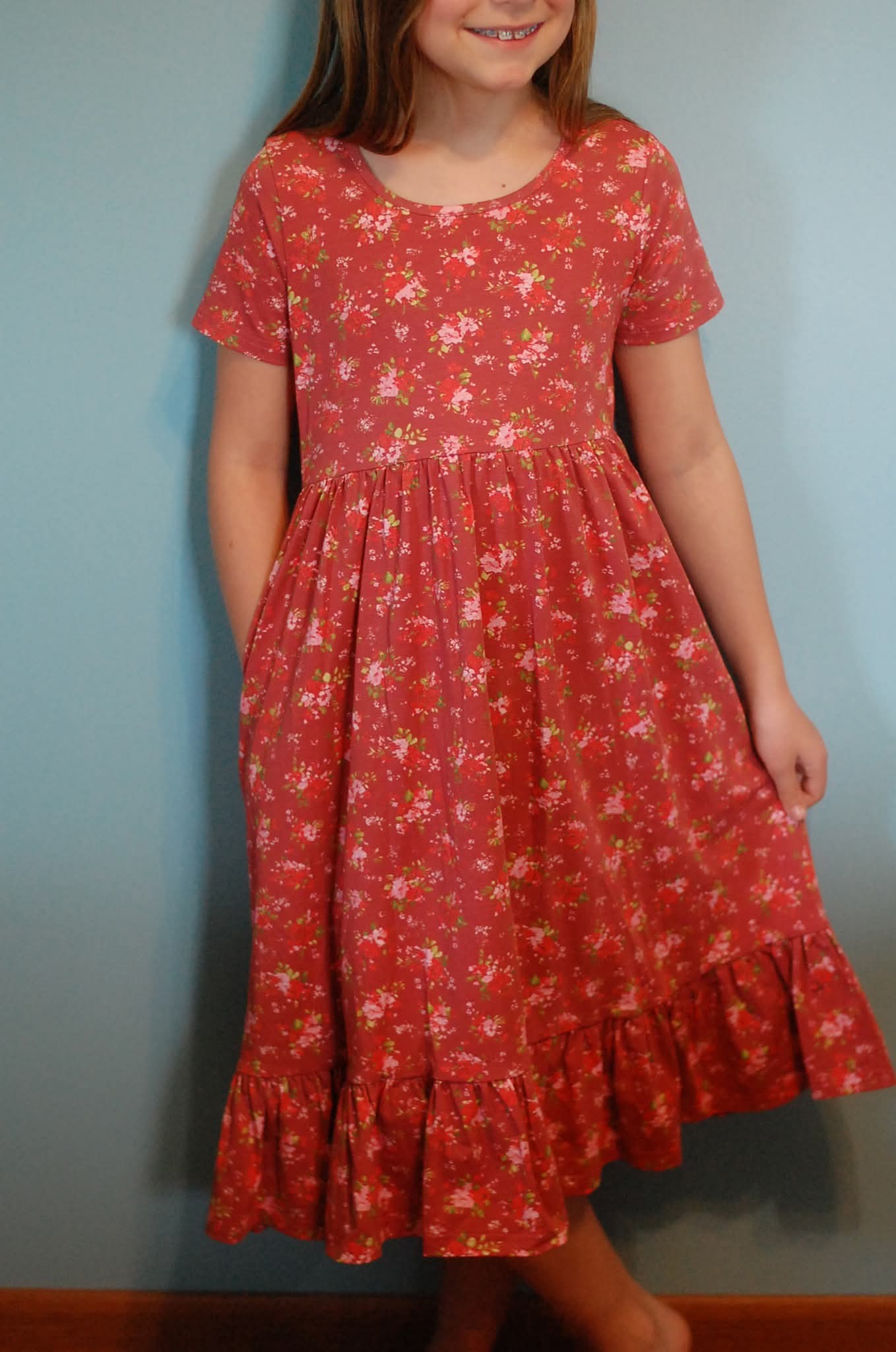 Girls Romantic Blooms Cotton Tiered Dress