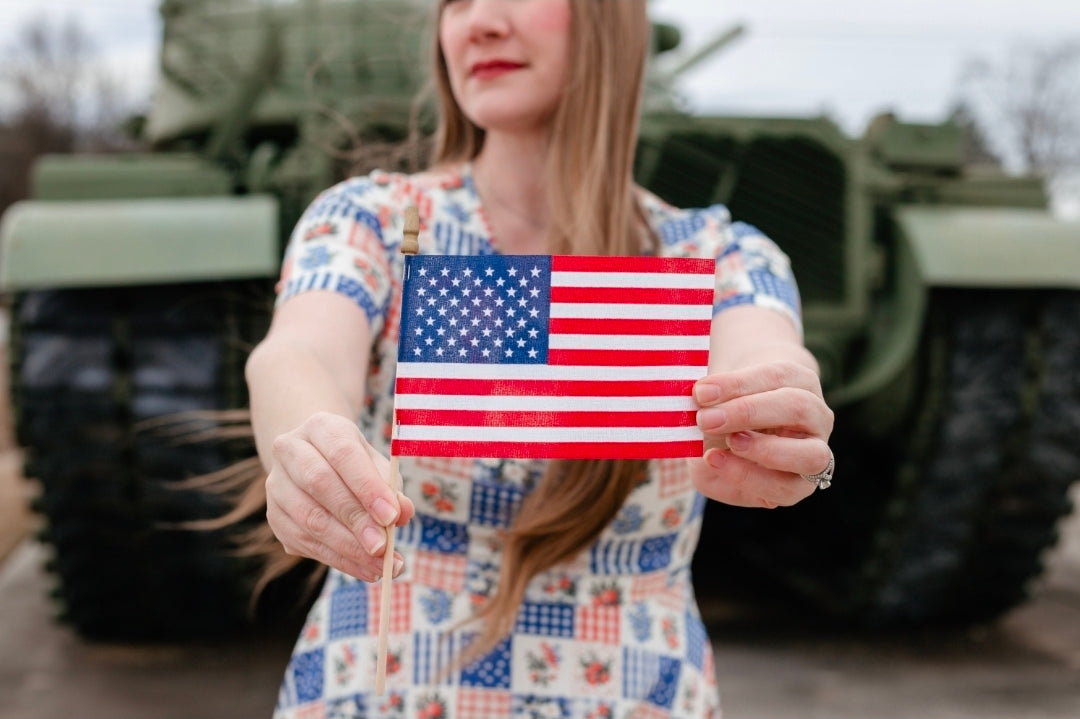 Patriotic Patchwork Cotton Twirl Dress Nursing Friendly