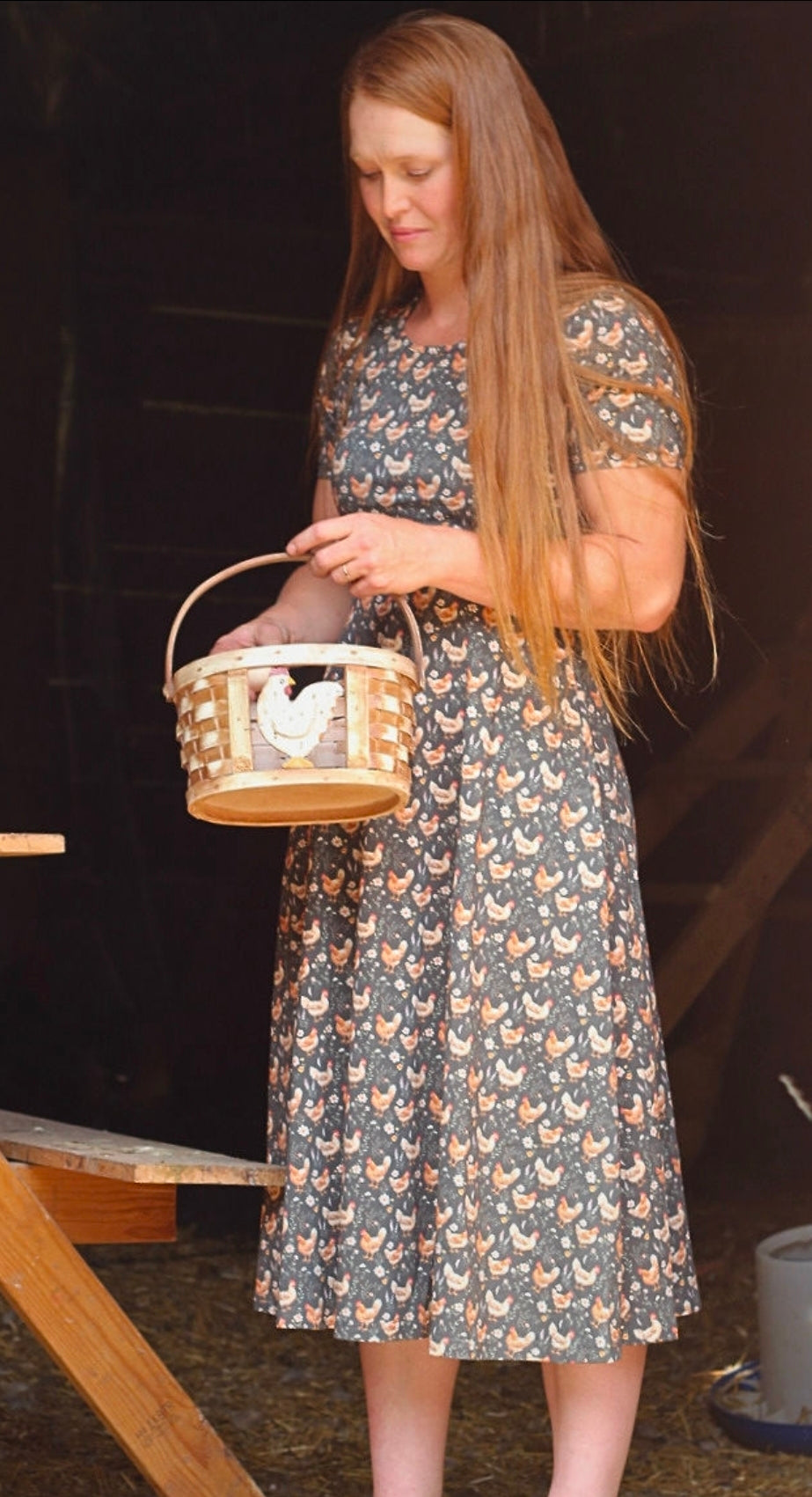 Pre-Order "Farmyard Bevy"  Cotton Twirl Midi Dress