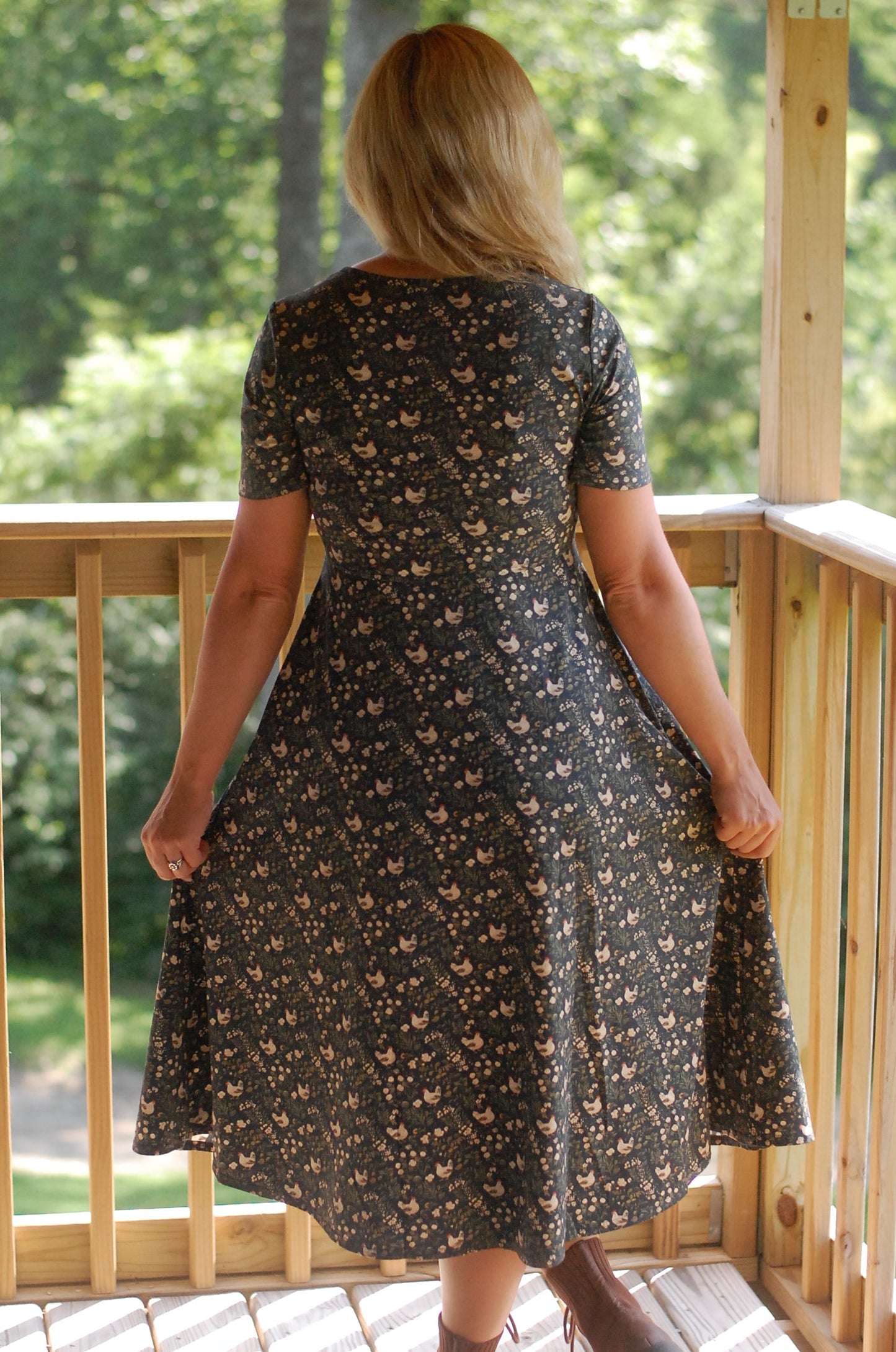 Pre-Order Cotton Chicken Print Twirl Dress