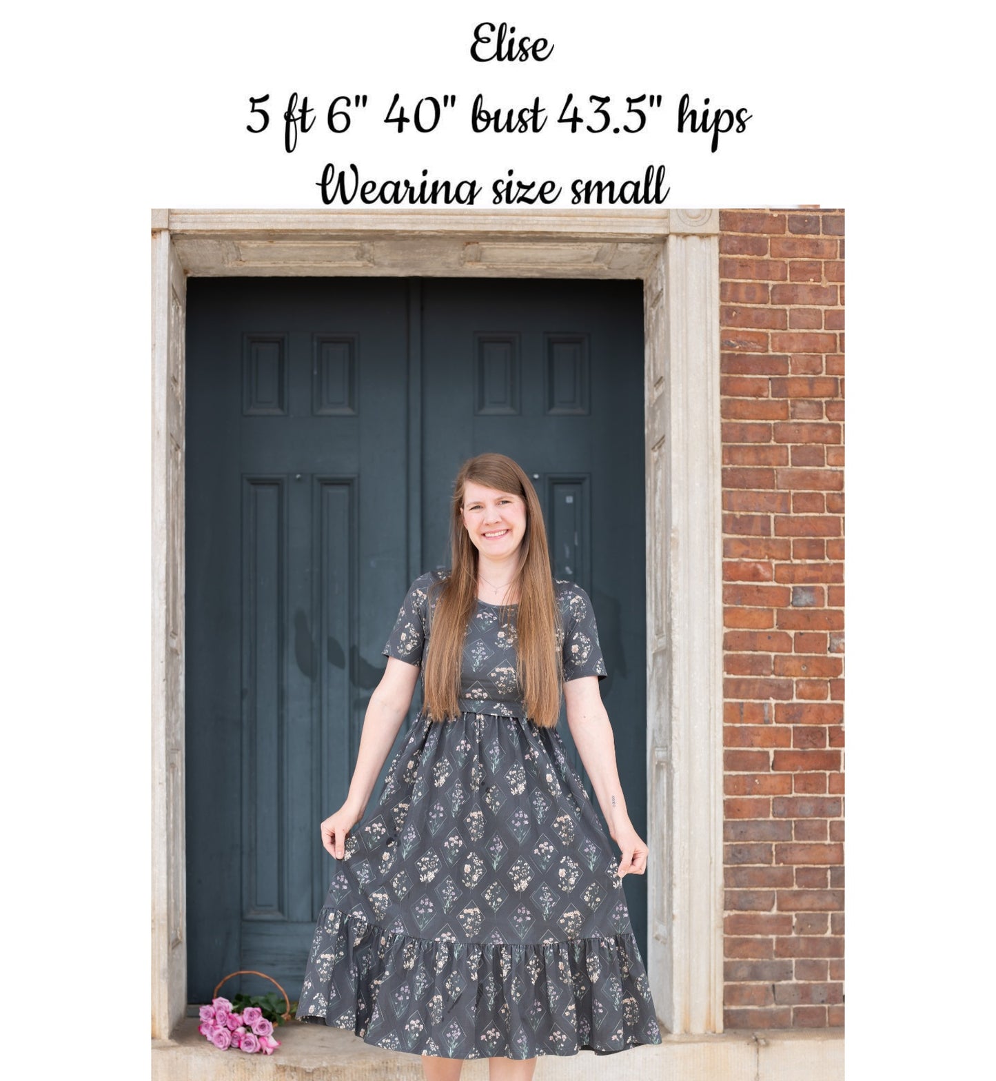 Moonlit Meadow Cotton Midi Dress with Natural Waist Bodice
