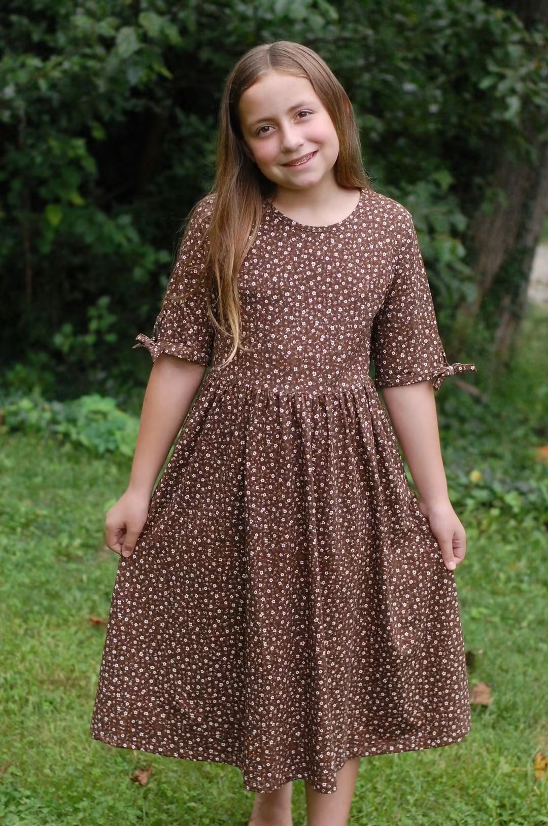 Pre-order Girls Autumn Daisies Cotton Tiered Dress