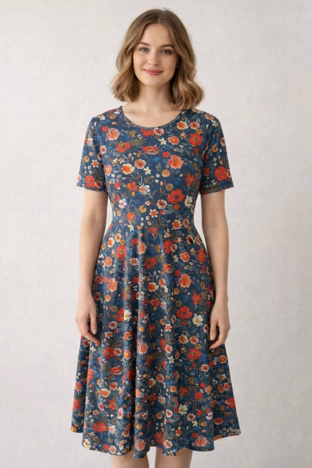 Antique Floral Cotton Twirl Dress Nursing Friendly