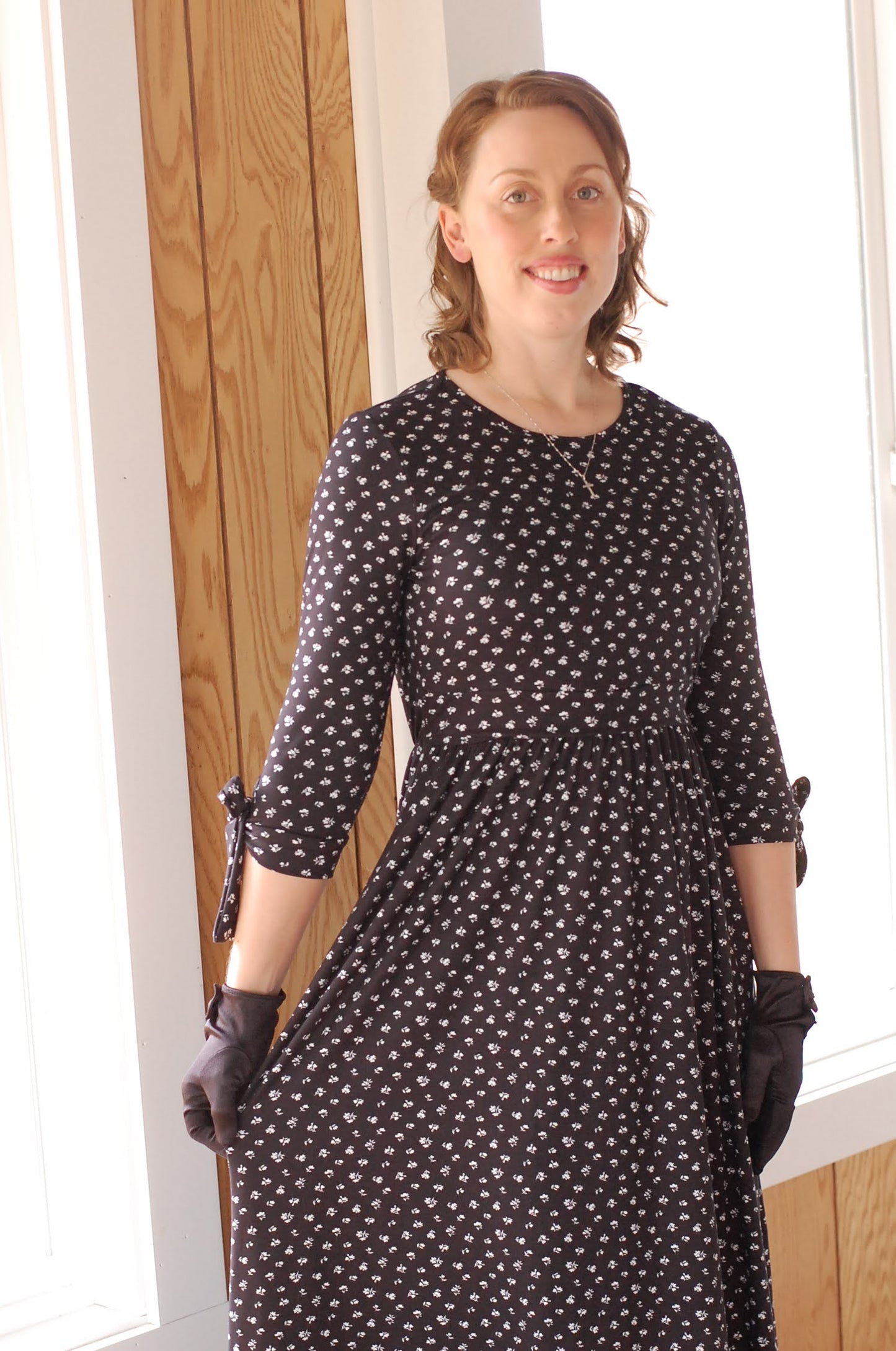 Classic Floral Bow Sleeve Dress Nursing and Maternity Friendly