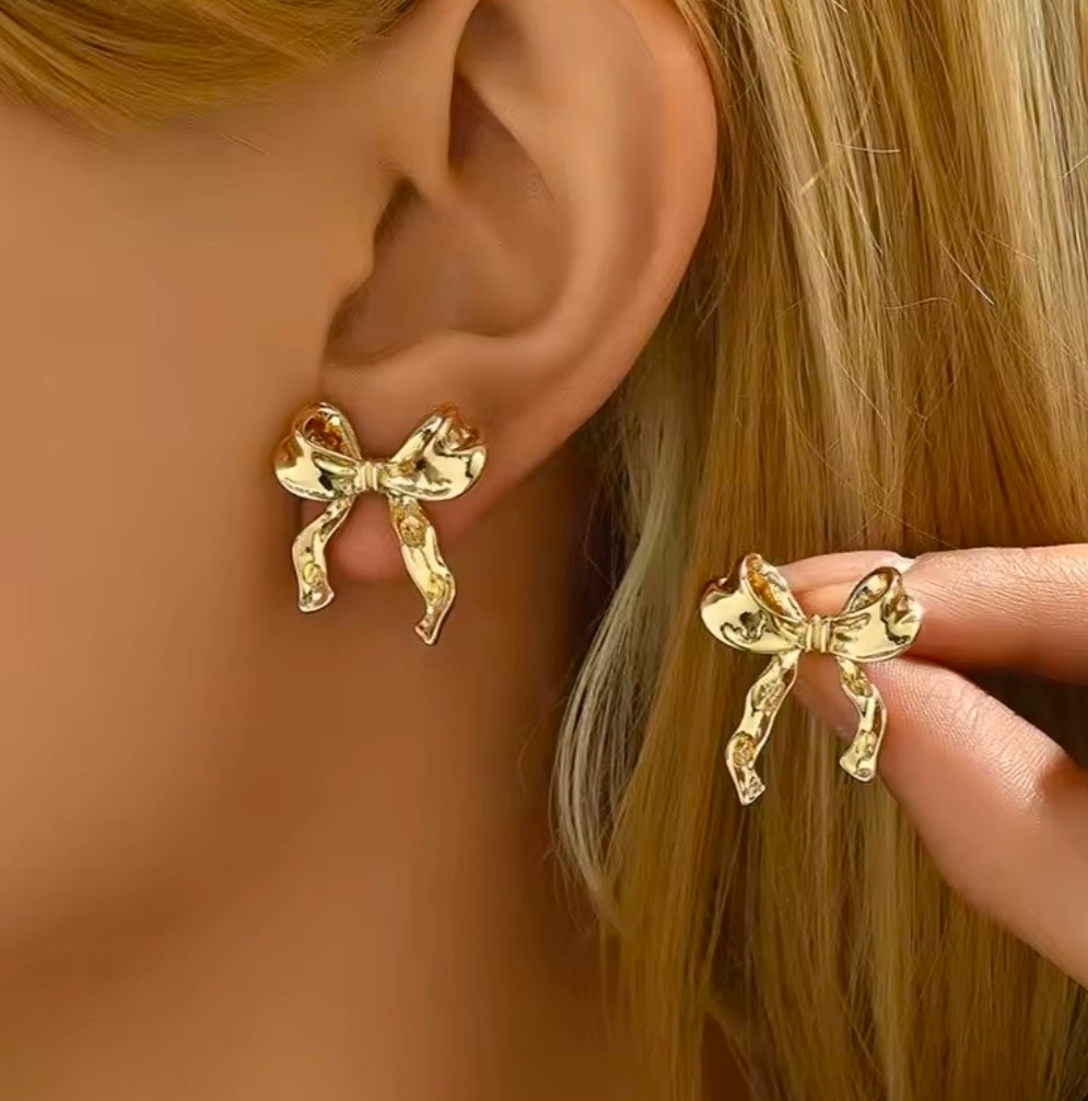 Gold Bow Earrings