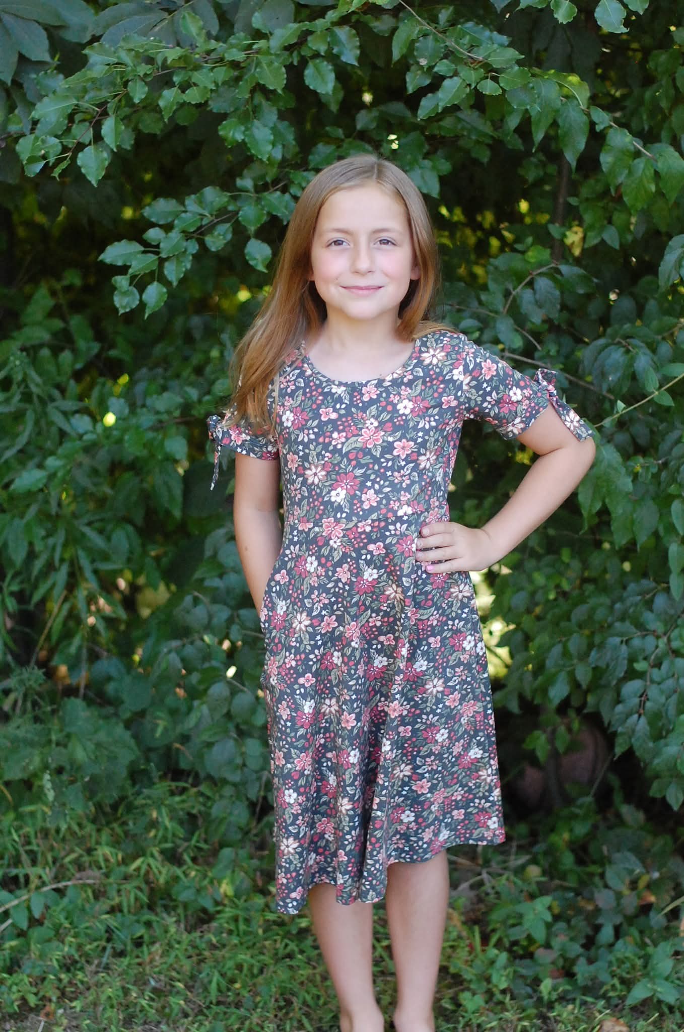 Girls Merry Blooms Cotton Twirl Dress