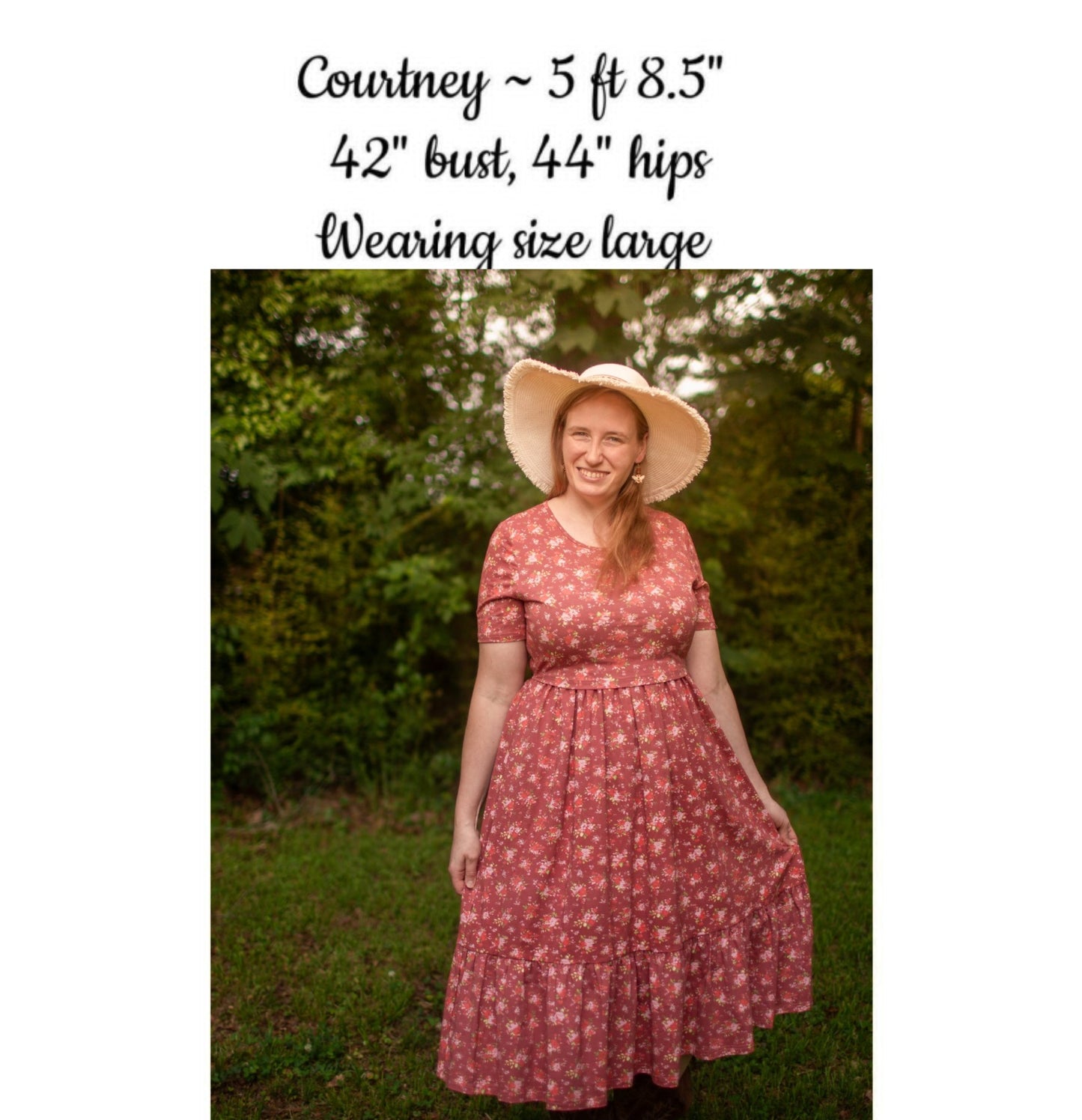Romantic Blooms Cotton Tiered Midi Dress with Natural Waist Bodice