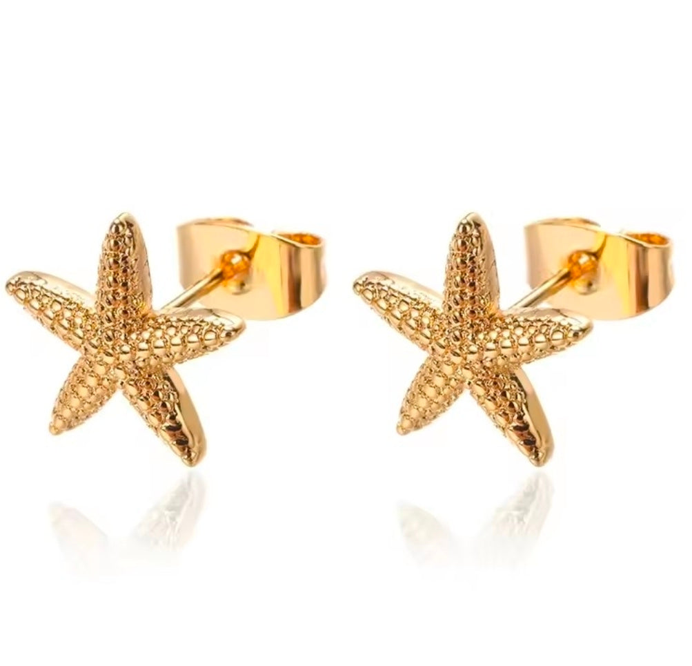 Gold Starfish Earrings