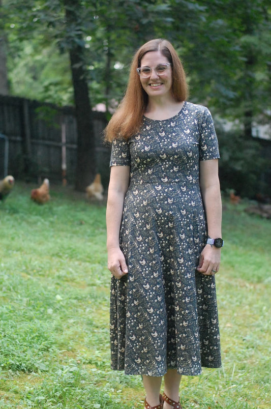 Pre-Order Cotton Chicken Print Twirl Dress