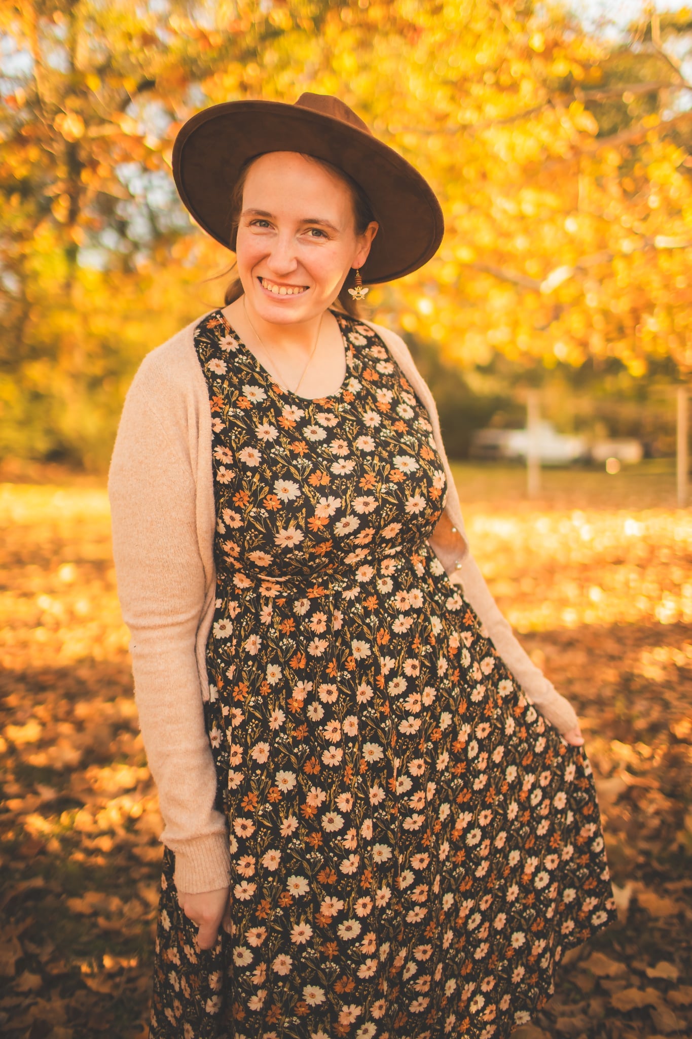 Autumn Blooms Cotton Homestead Midi Dress