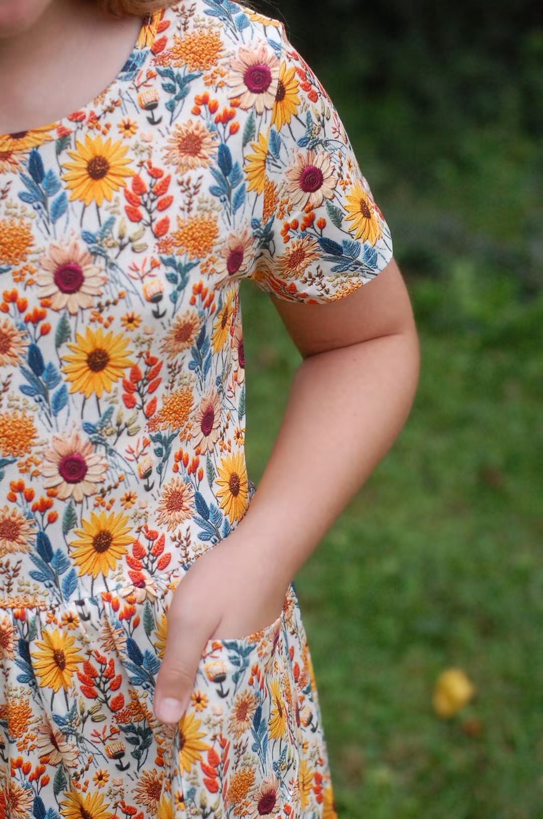 Pre-order Girls Sunflower Floral Cotton Tiered Dress