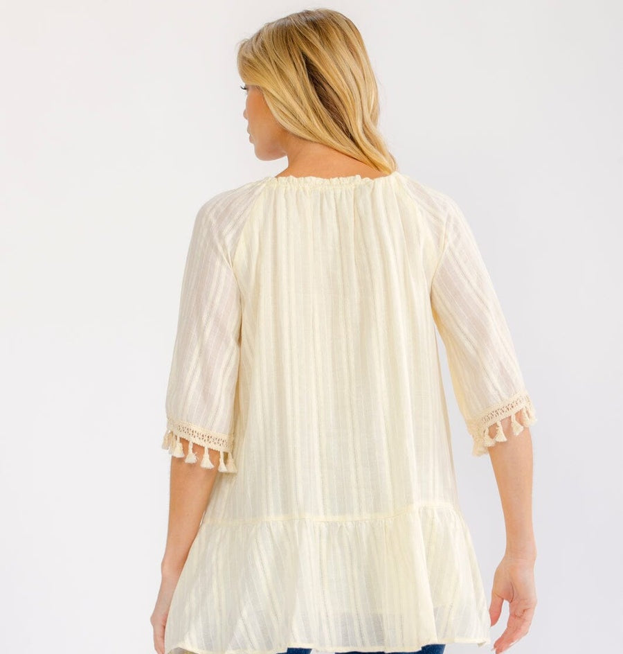 Boho Beach Vibes 100% Cotton Top in Cream