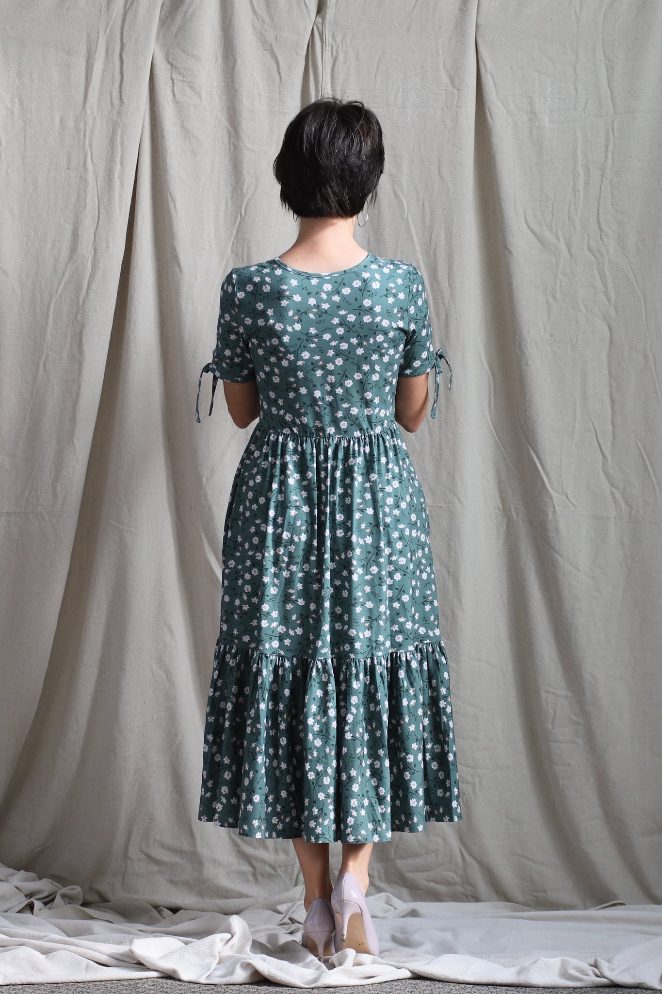 Daisy Blooms Cotton Tiered Midi Dress