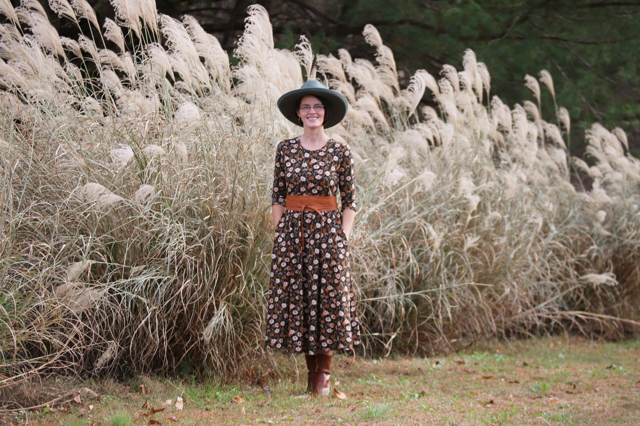 Autumn Blooms Cotton Homestead Midi Dress