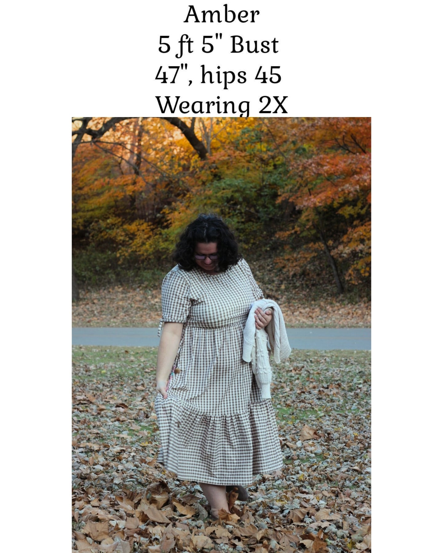 Brown Gingham Cotton Tiered Midi Dress