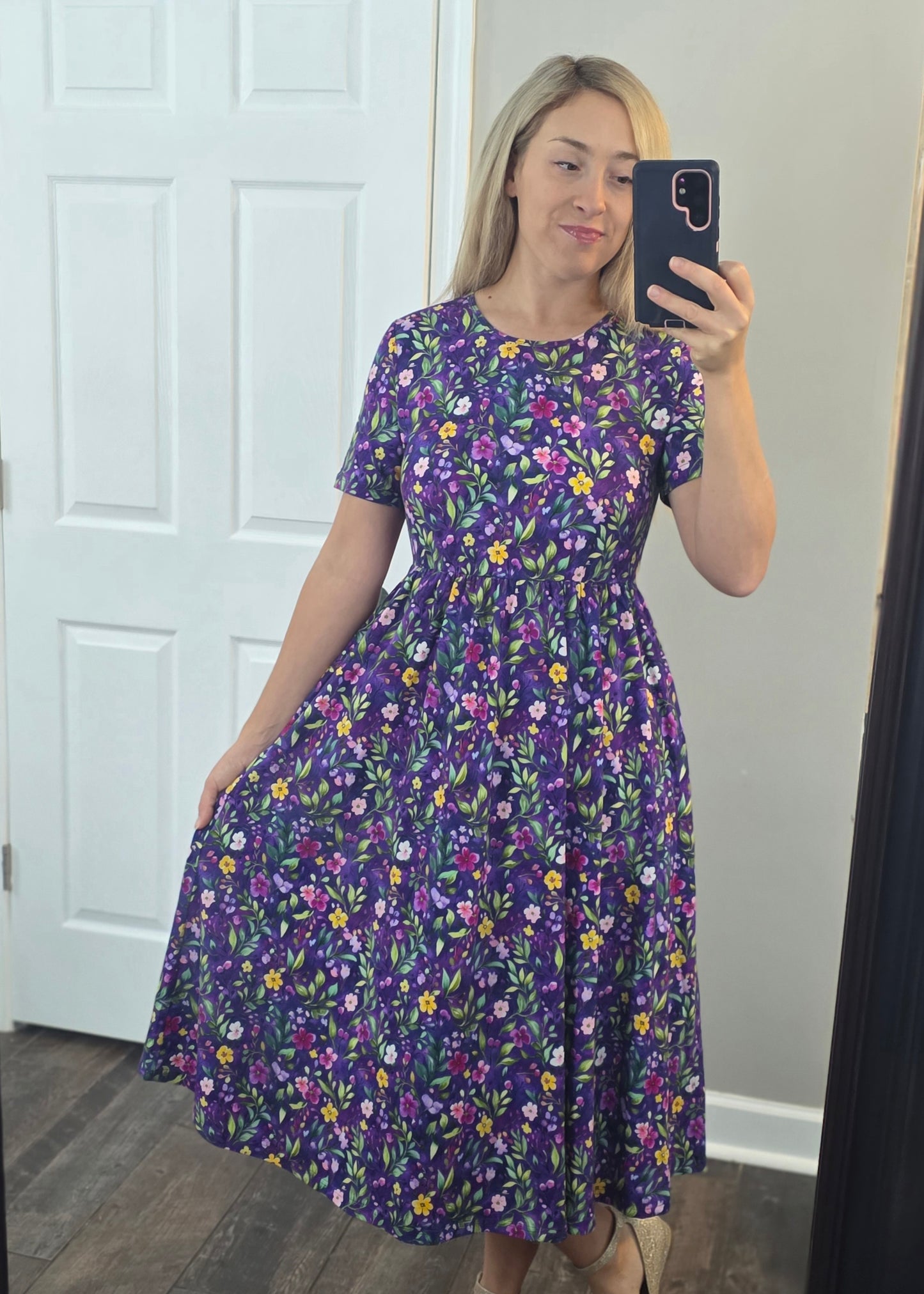 Pre-Order Cotton Violet Blooms Dress