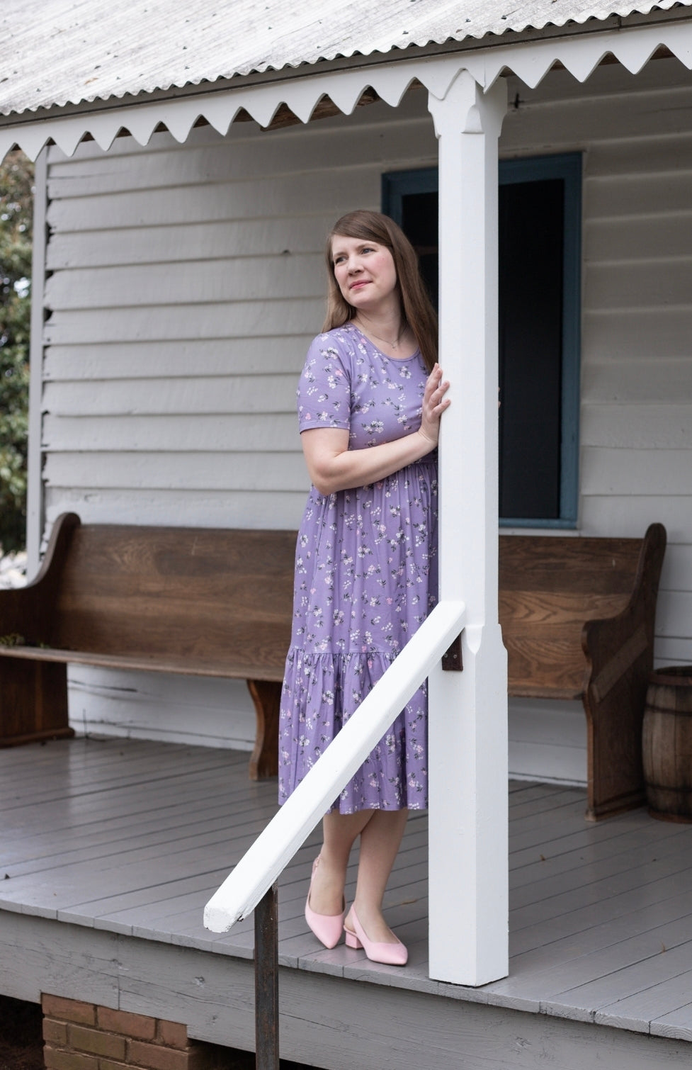 Lavender Blooms Homestead Tiered Cotton Dress