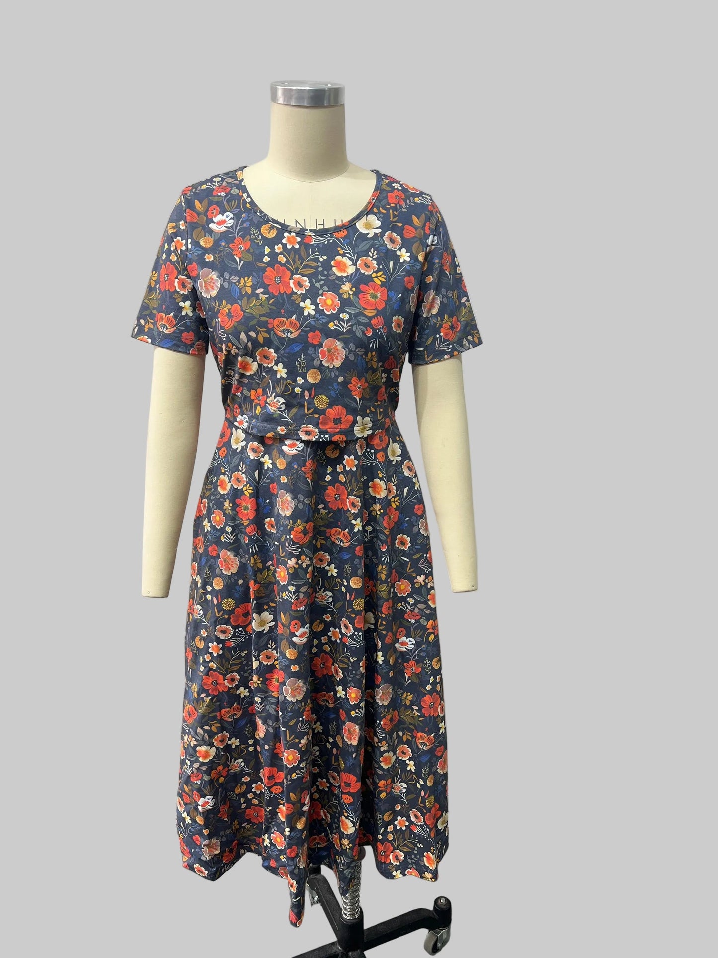 Antique Floral Cotton Twirl Dress Nursing Friendly