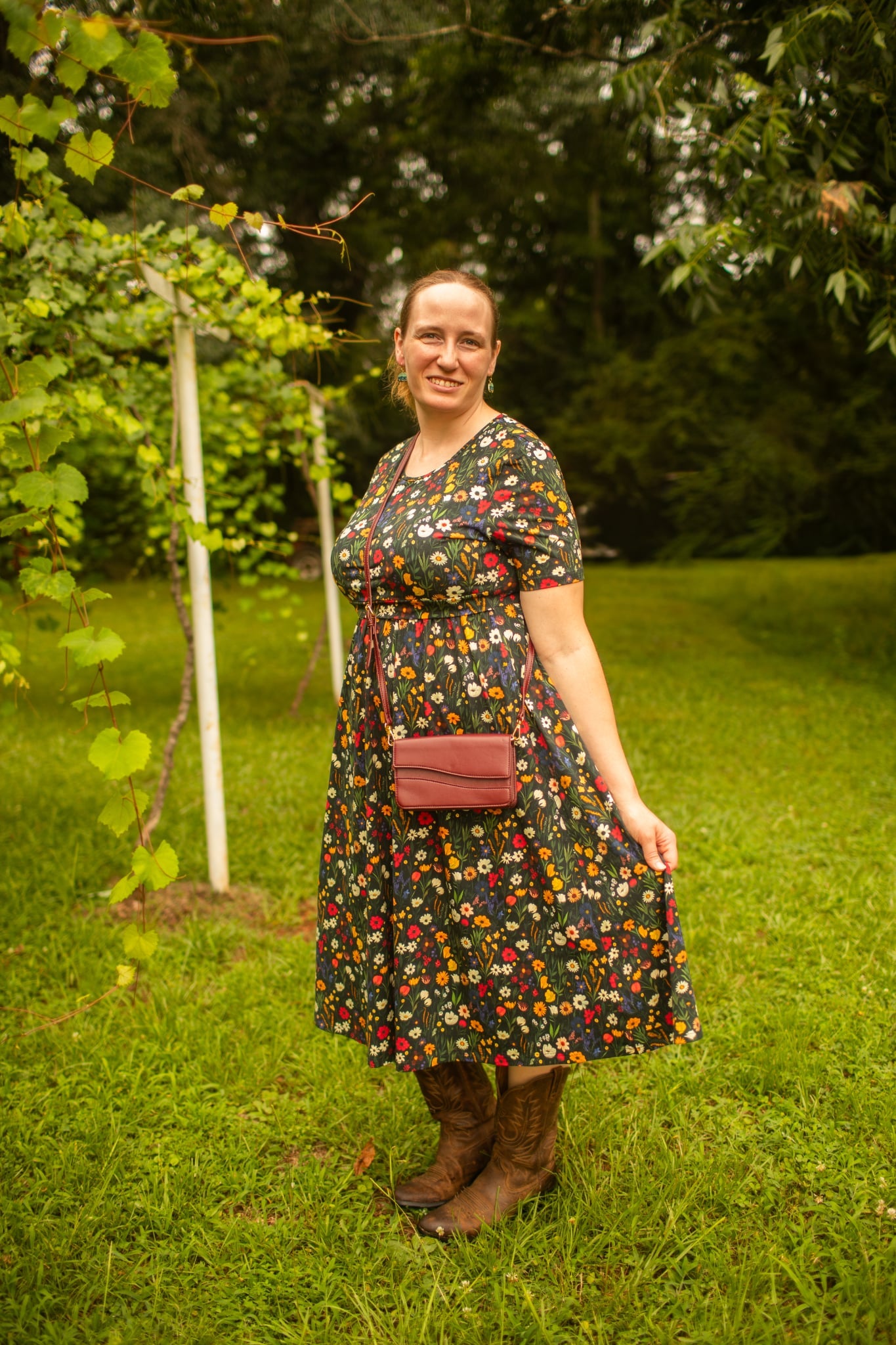Pre-order "Midnight Wildflower"  Cotton Homestead Midi Dress
