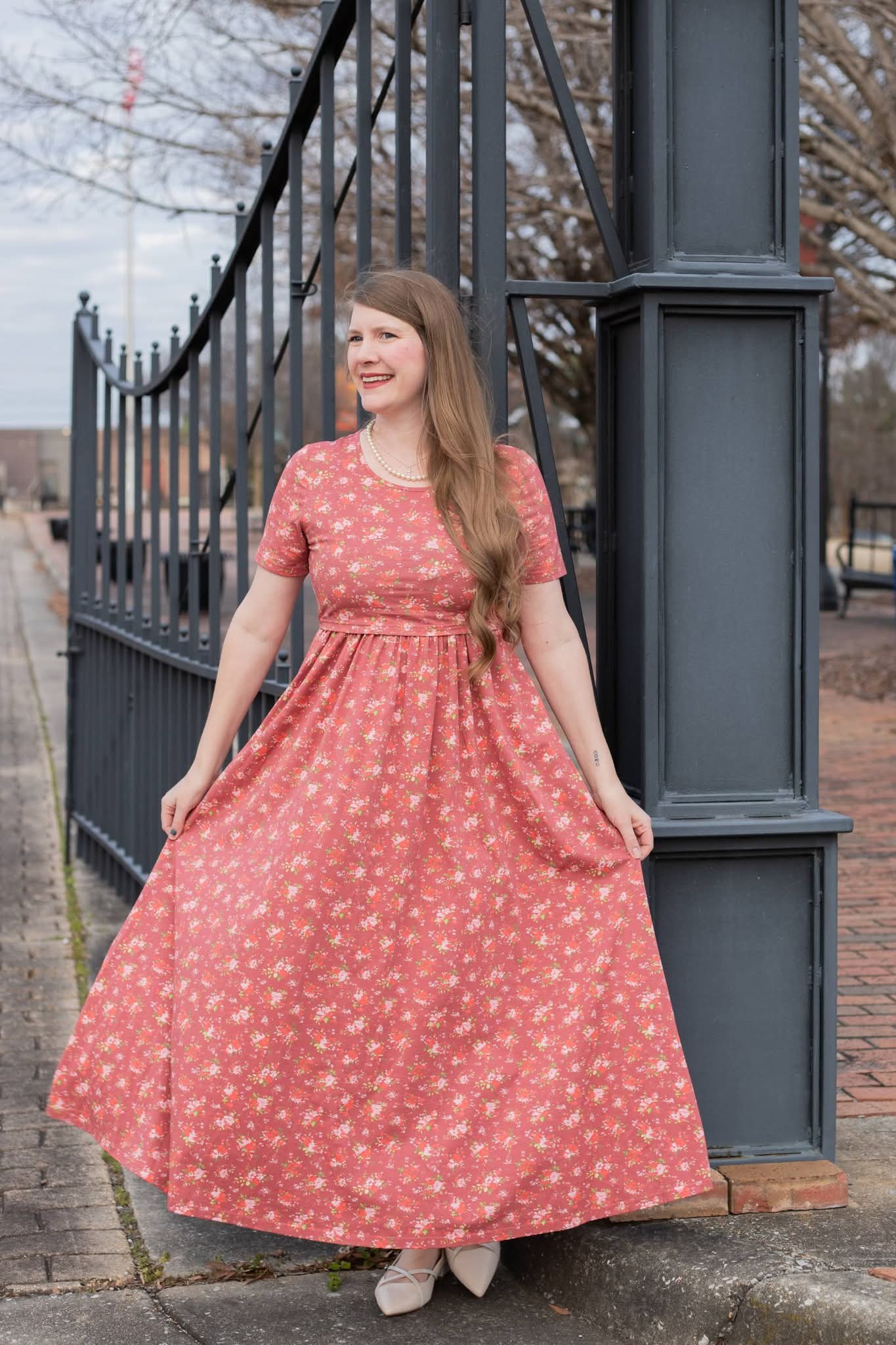 Romantic Blooms Cotton Nursing-Friendly Maxi Dress