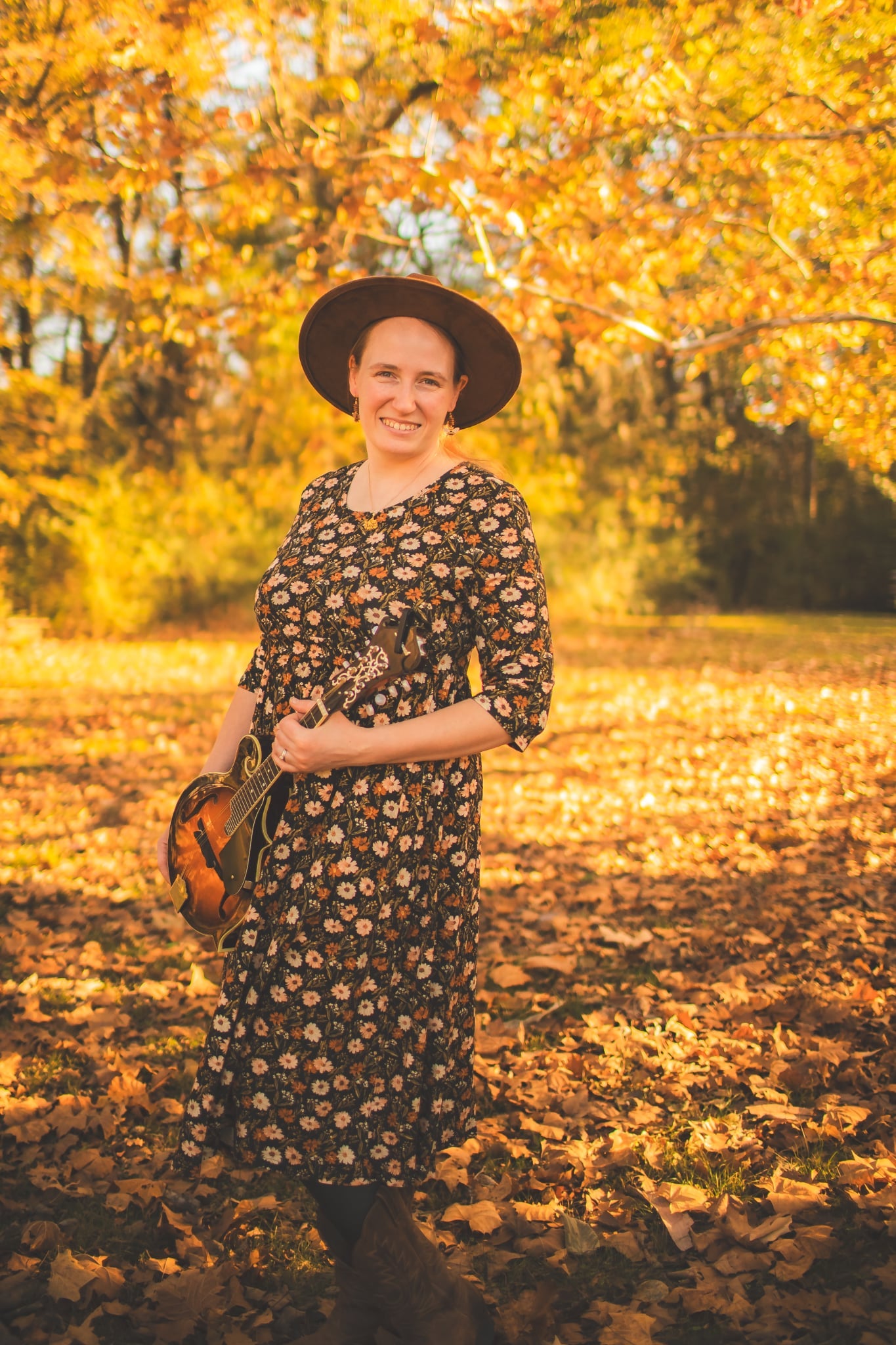 Autumn Blooms Cotton Homestead Midi Dress