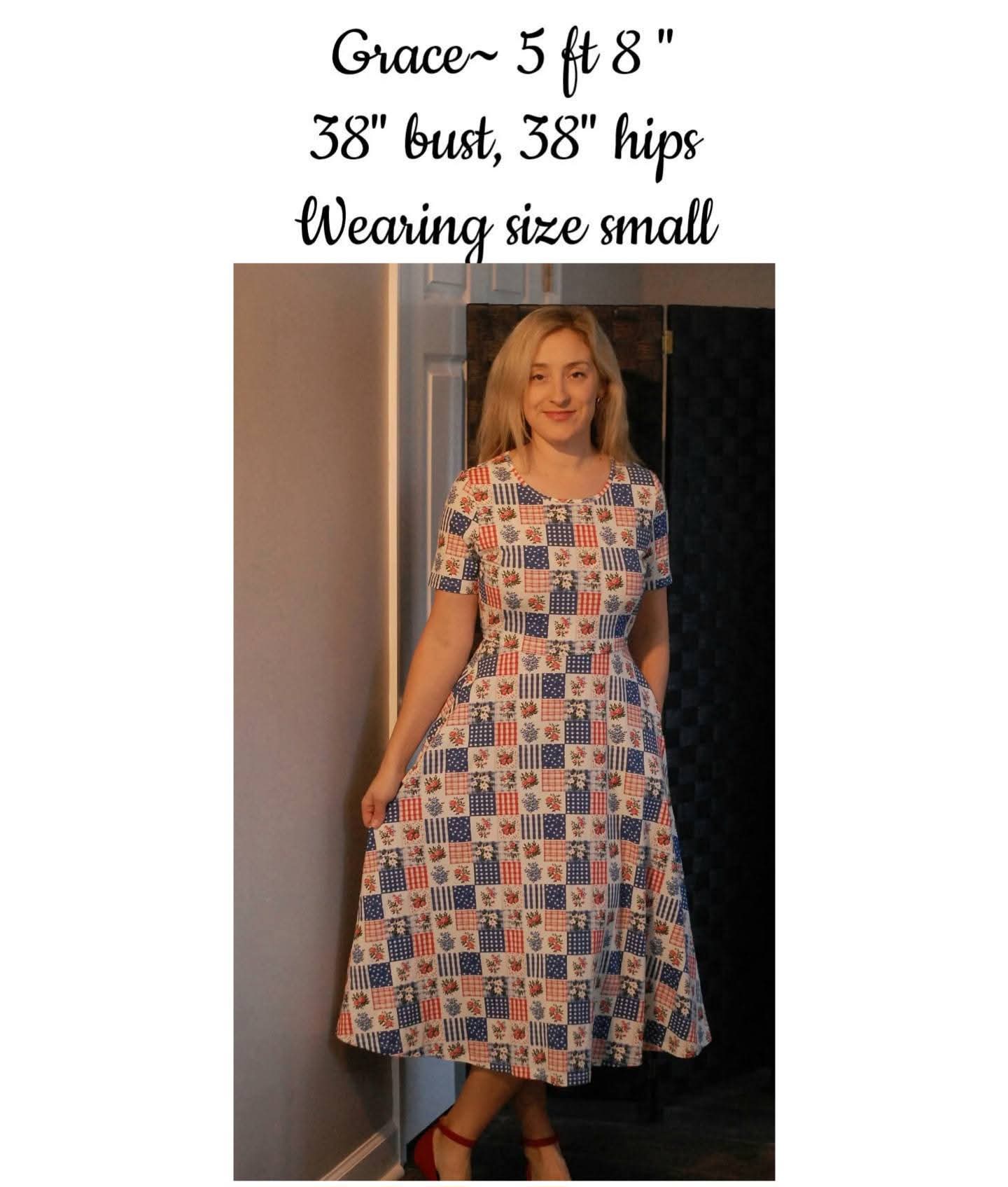 Patriotic Patchwork Cotton Twirl Dress Nursing Friendly