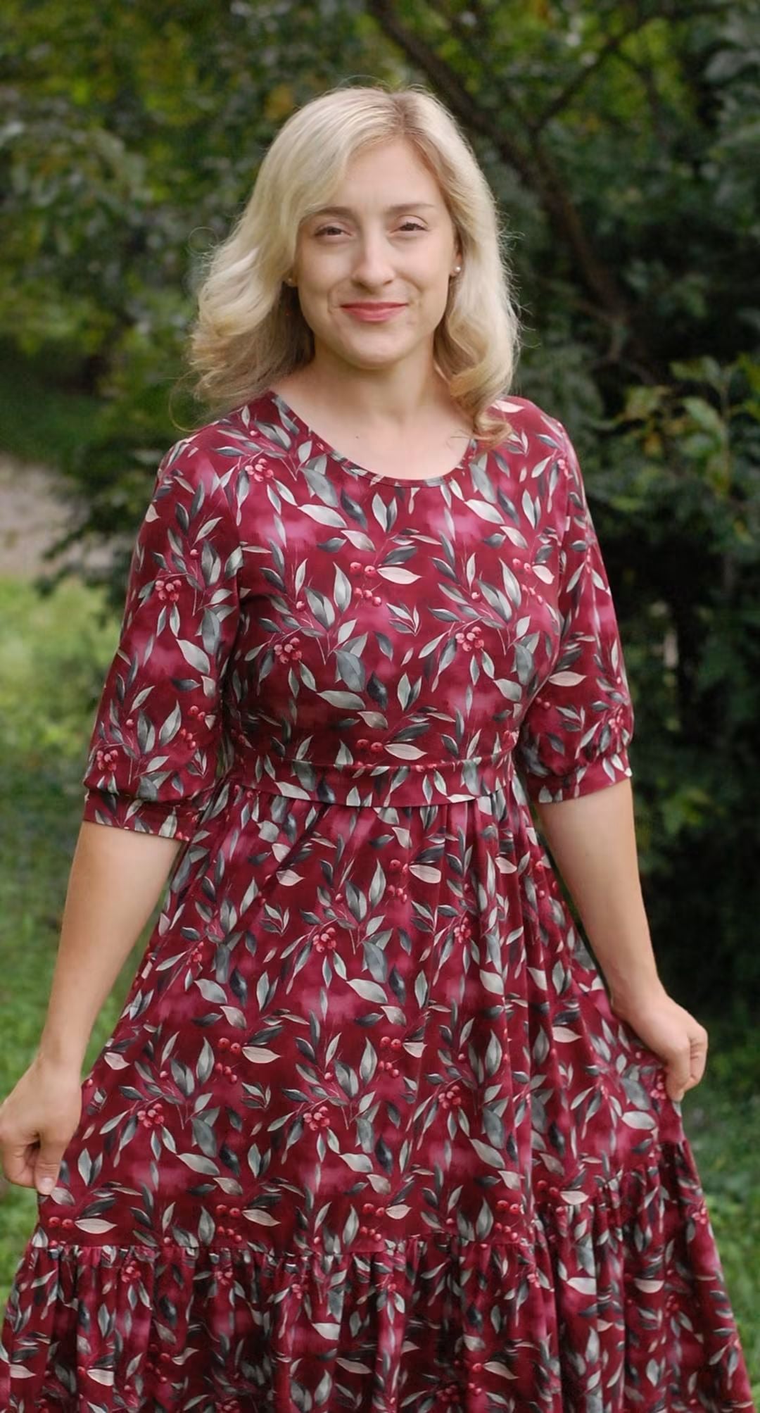 Pre-Order "Winterberry"  Cotton Homestead Ruffle Dress with 3/4 Removable Bow Sleeves
