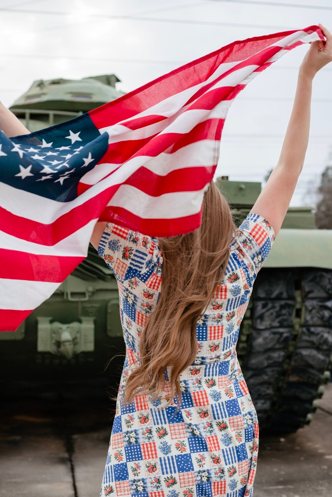 Patriotic Patchwork Cotton Twirl Dress Nursing Friendly