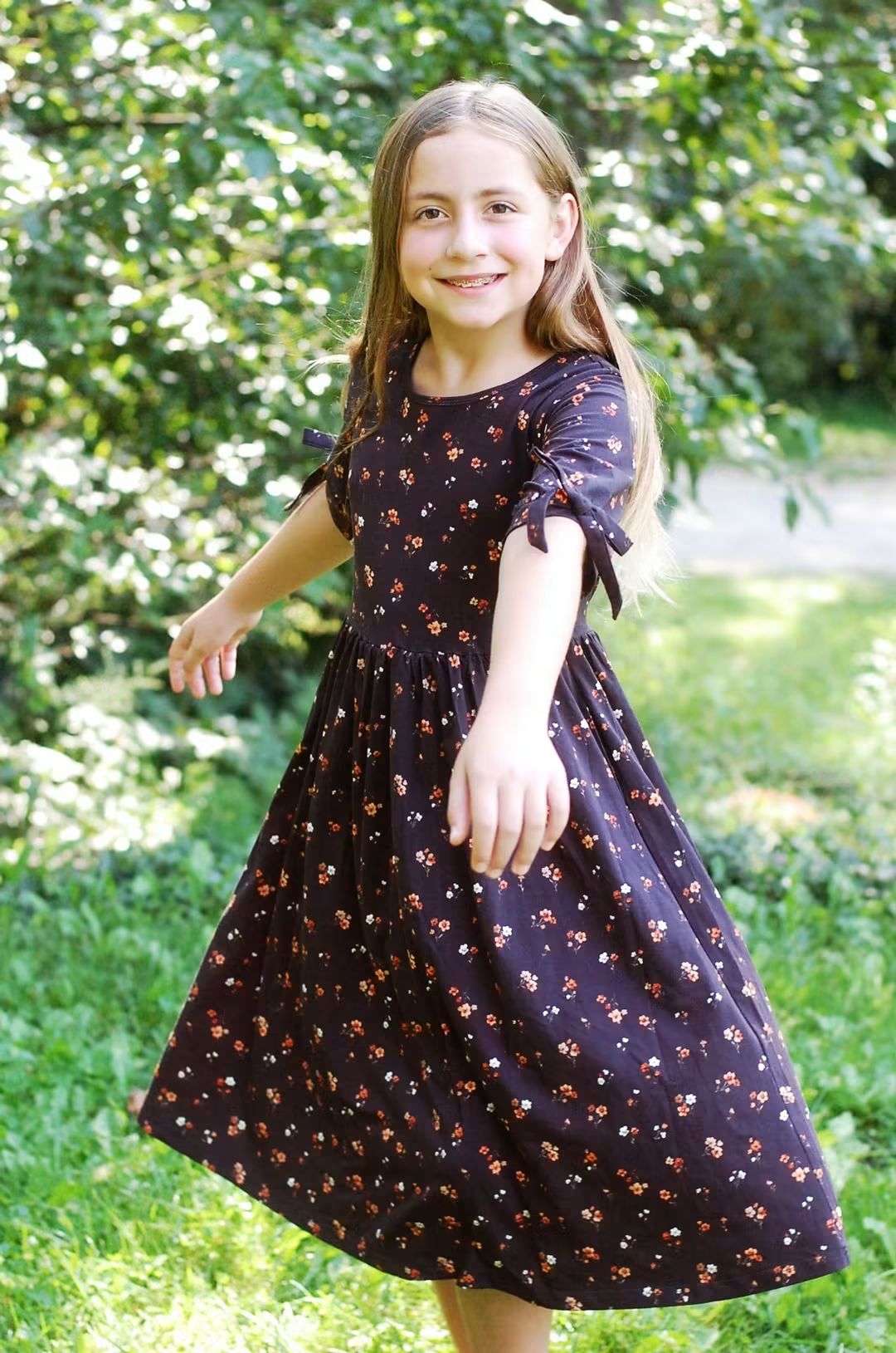 Pre-order Girls Ember Blossom Cotton Tiered Dress
