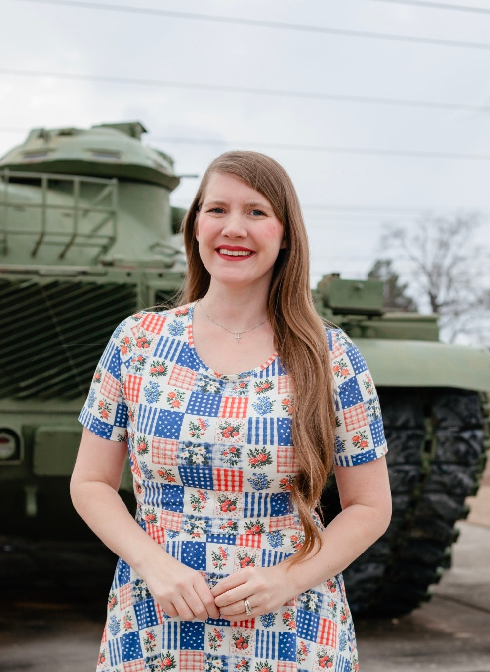 Patriotic Patchwork Cotton Twirl Dress Nursing Friendly