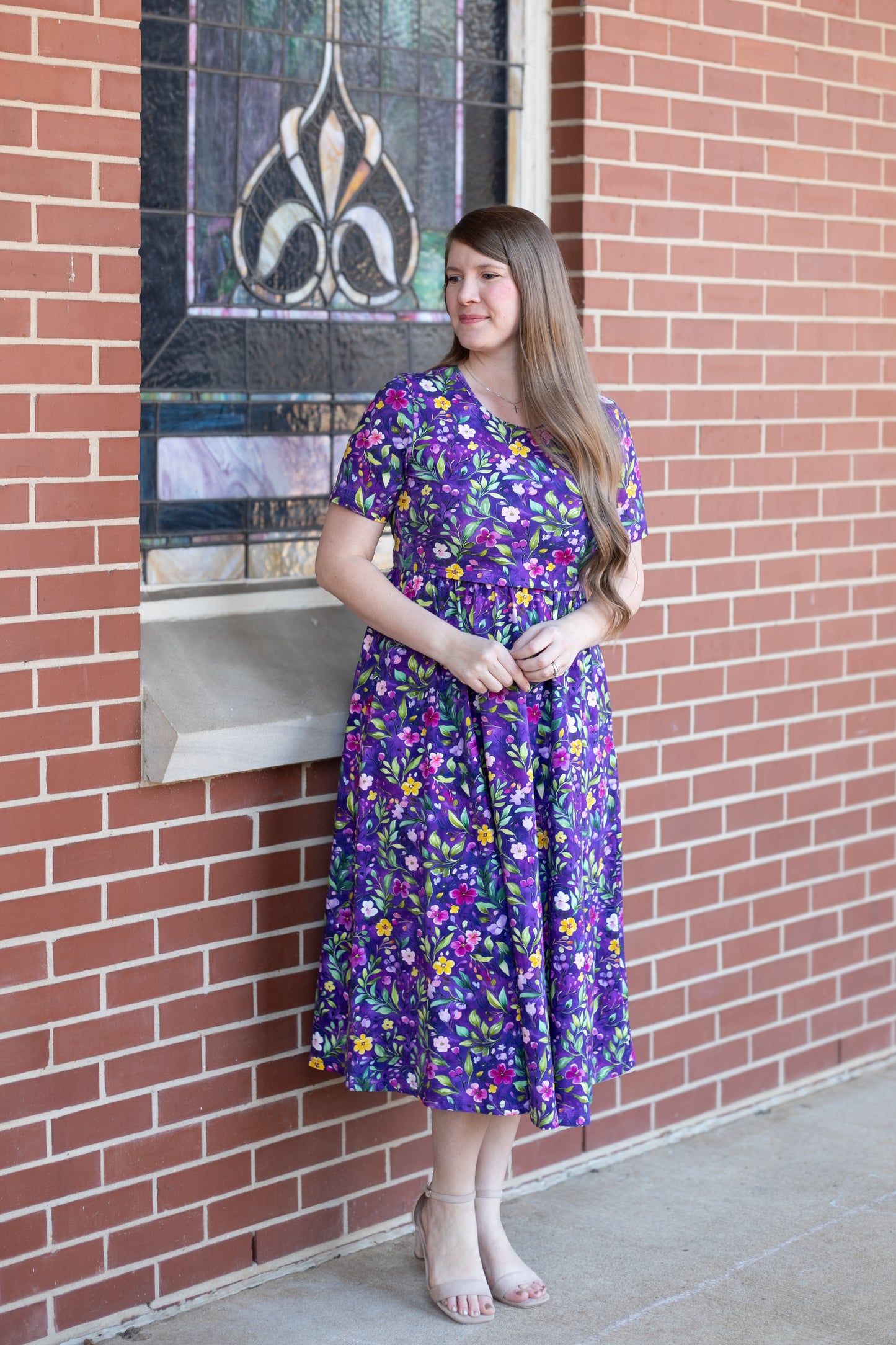 Violet Blooms Cotton Dress