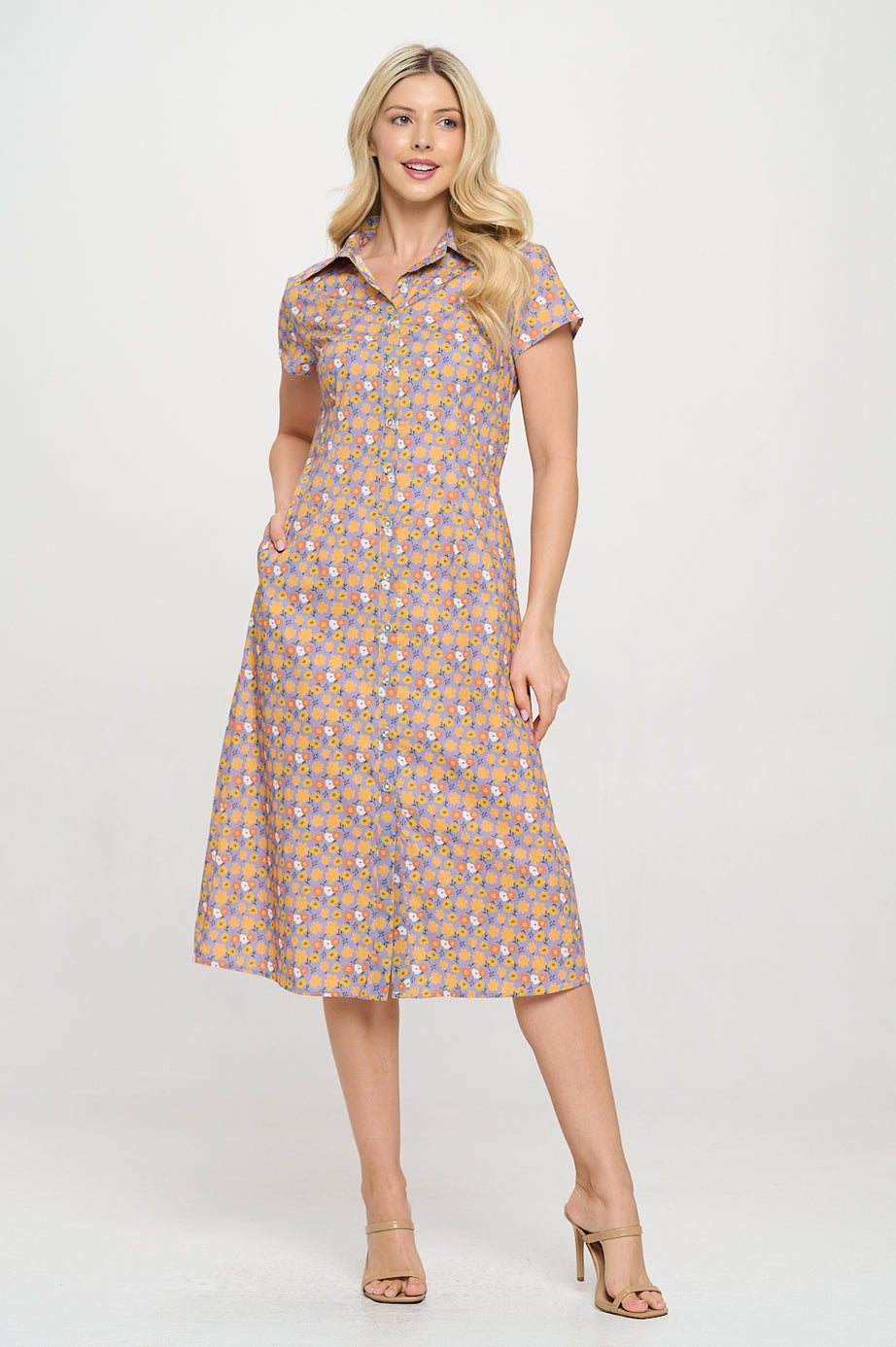 Pre-Order 100% Cotton Floral Dress with Buttons