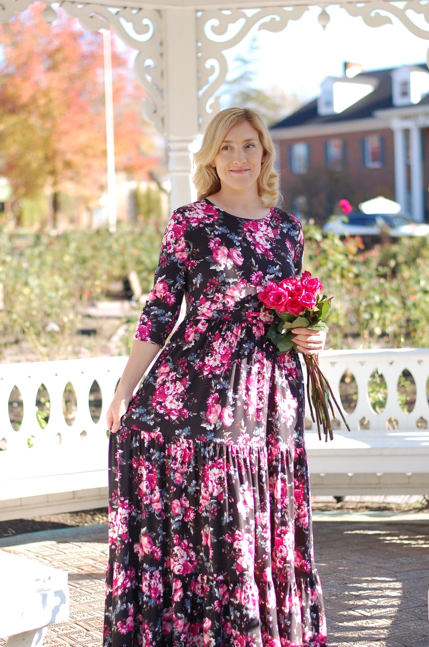 "Rose in Bloom" Tiered Nursing & Maternity Friendly Dress