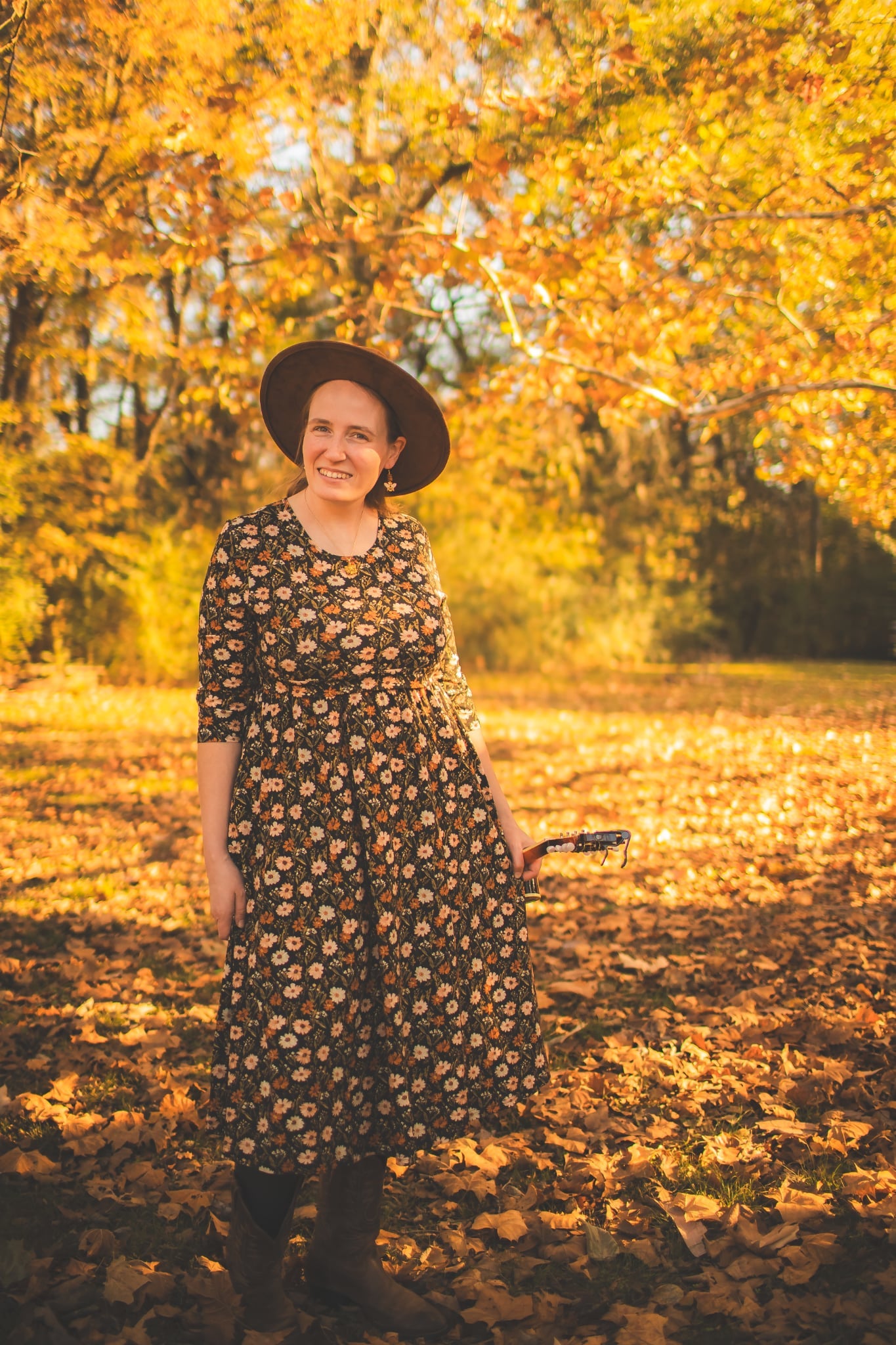 Autumn Blooms Cotton Homestead Midi Dress