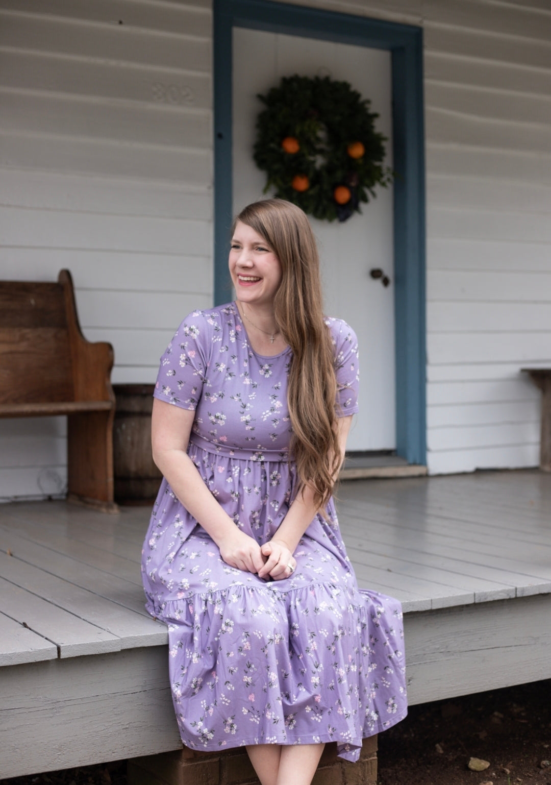 Lavender Blooms Homestead Tiered Cotton Dress