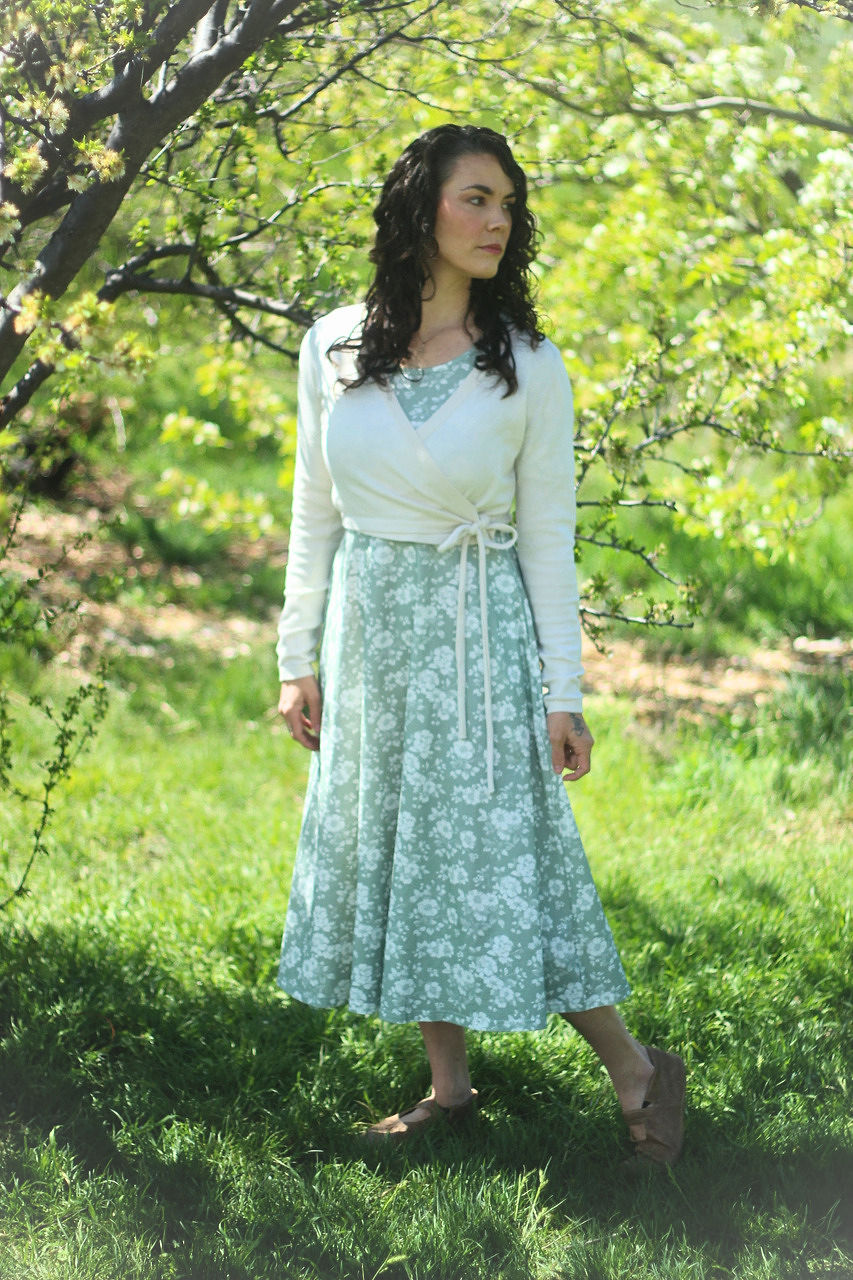 Sage Blossom Cotton Twirl Dress