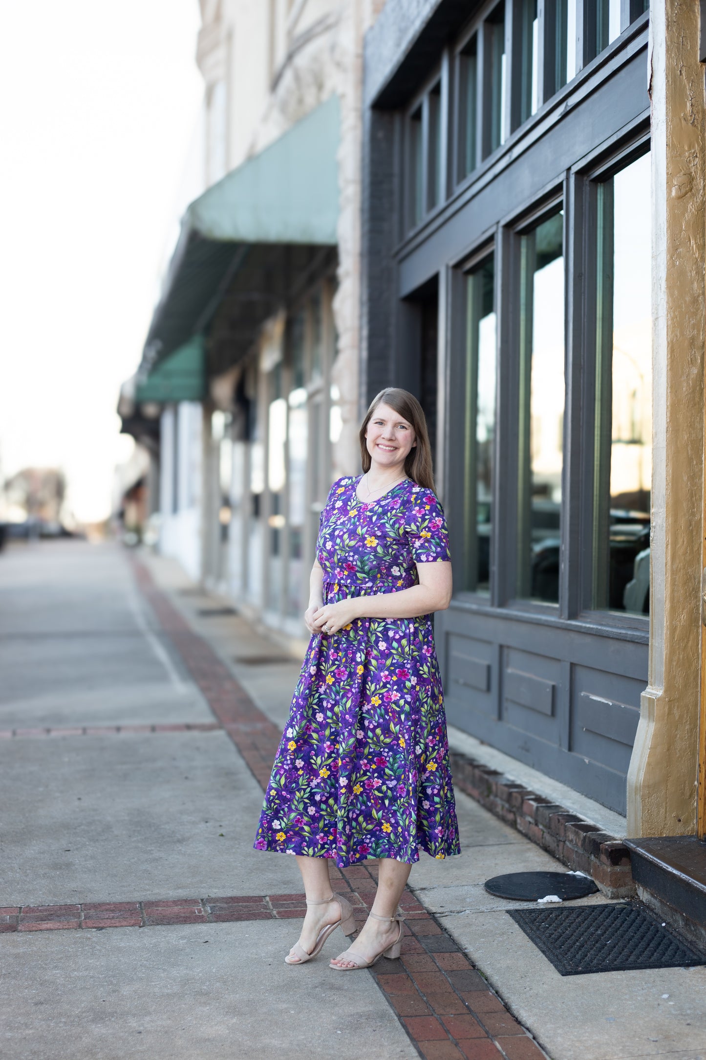Violet Blooms Cotton Dress