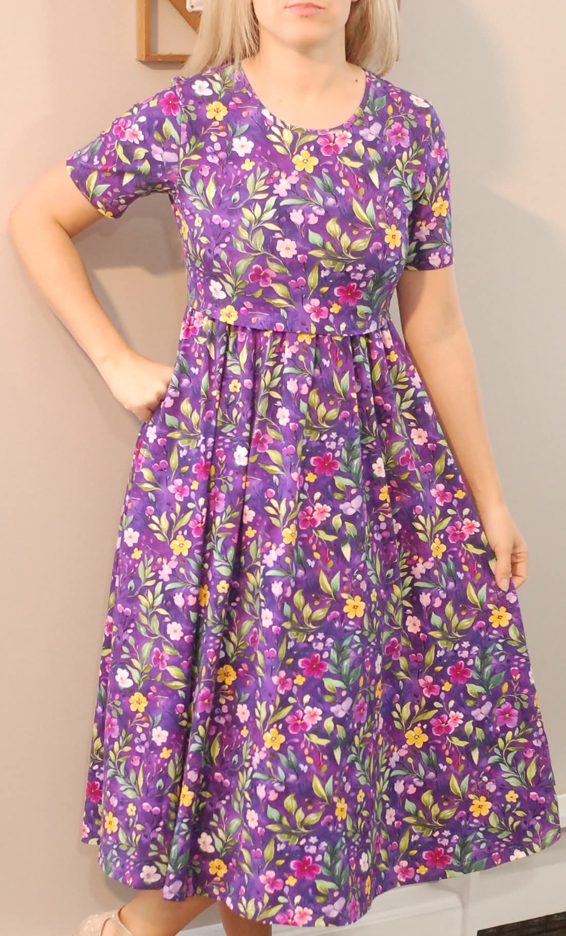 Pre-Order Cotton Violet Blooms Dress