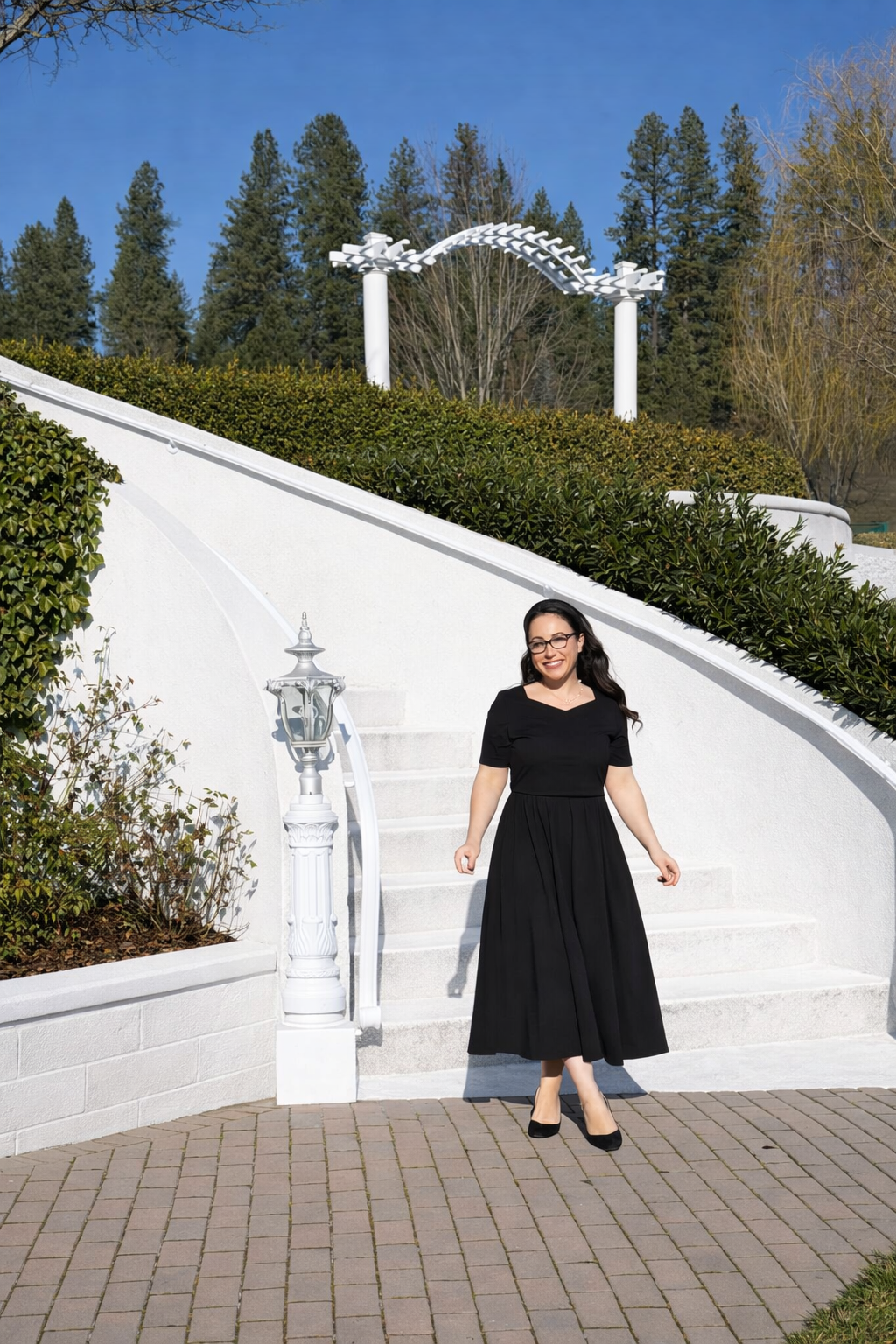 "Amy" Little Black Nursing-Friendly Cotton Dress with Sweetheart Neckline