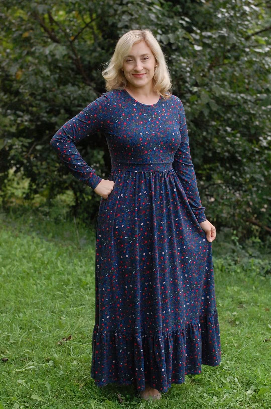 Pre-Order "Merry Meadows"  Maxi Dress with Natural Waist Bodice