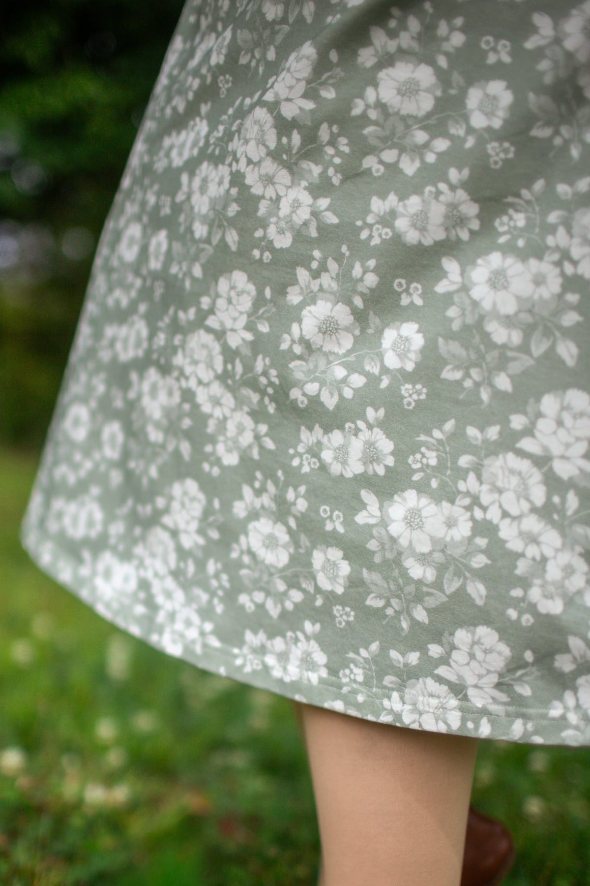Sage Blossom Cotton Twirl Dress