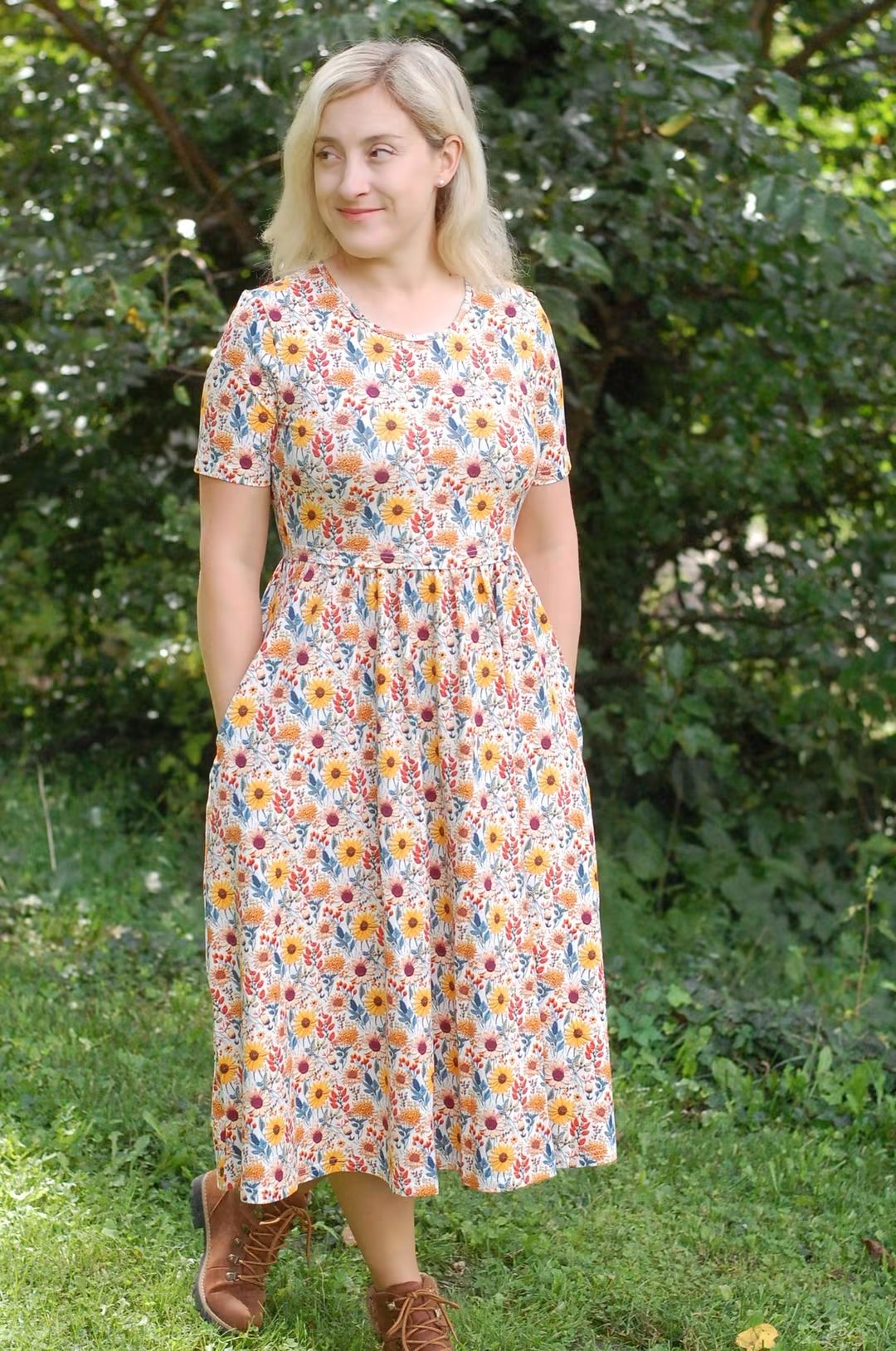 Pre-Order Sunflower Floral Cotton Everyday Midi Dress