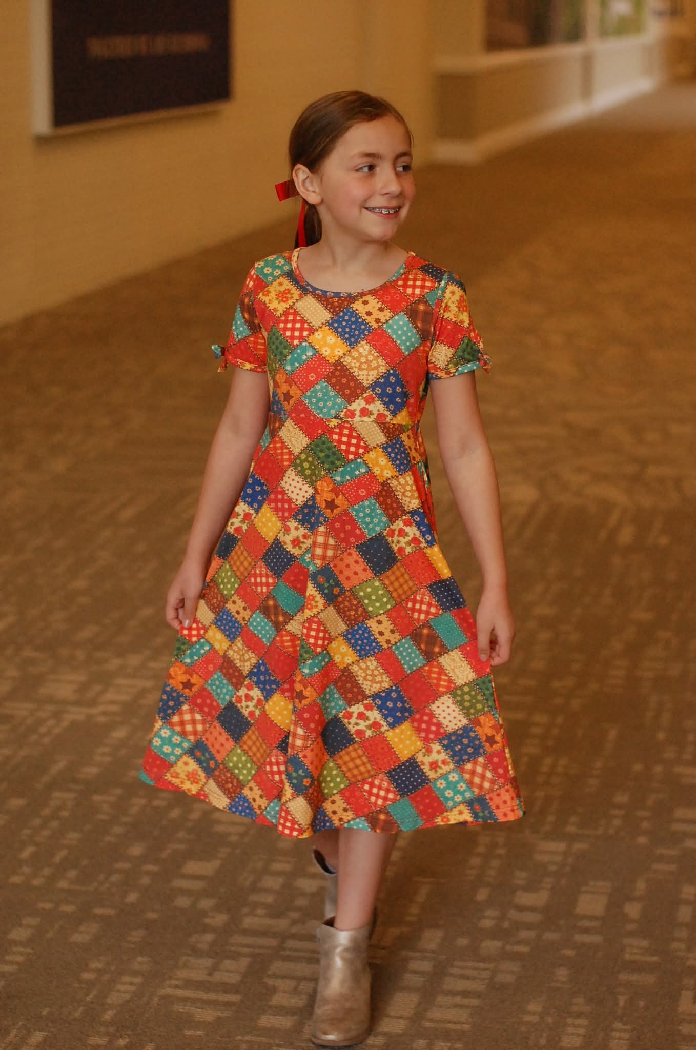 June Pre-Order Girls Country Charm Patchwork Twirl Cotton Dress