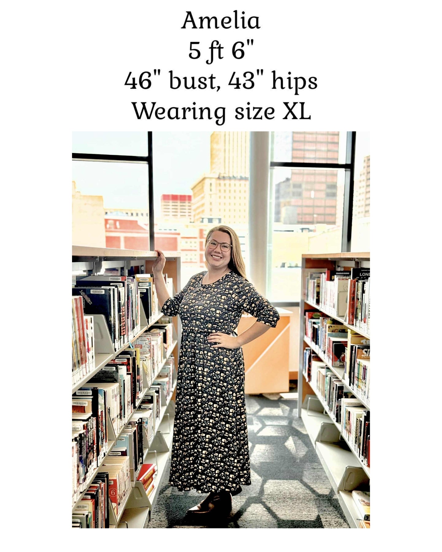 Blue Cotton "Novella" Book Print Homestead Nursing Friendly Dress