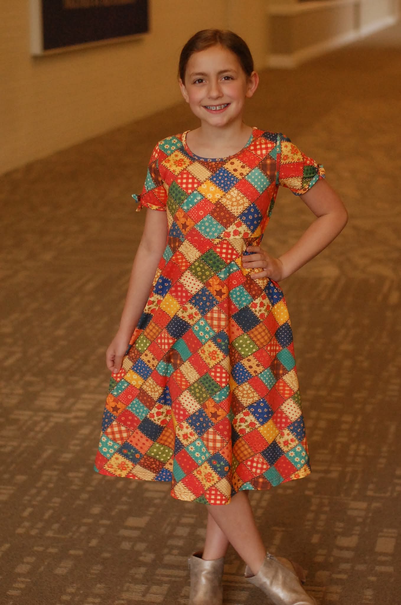 June Pre-Order Girls Country Charm Patchwork Twirl Cotton Dress