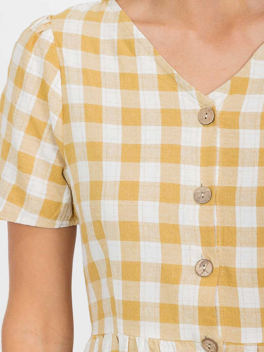 100% Cotton Gingham Dress Nursing Friendly