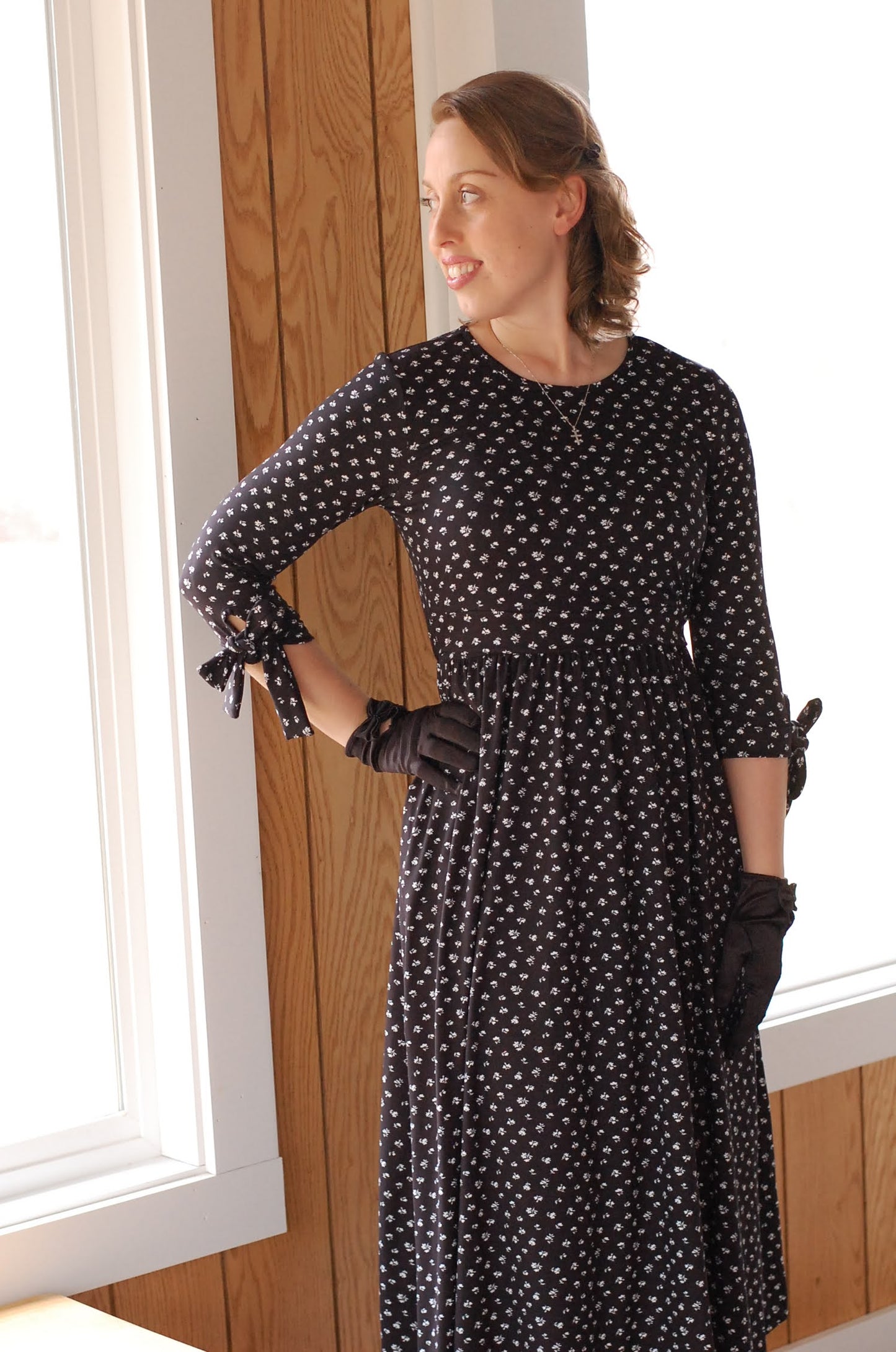 Classic Floral Bow Sleeve Dress Nursing and Maternity Friendly